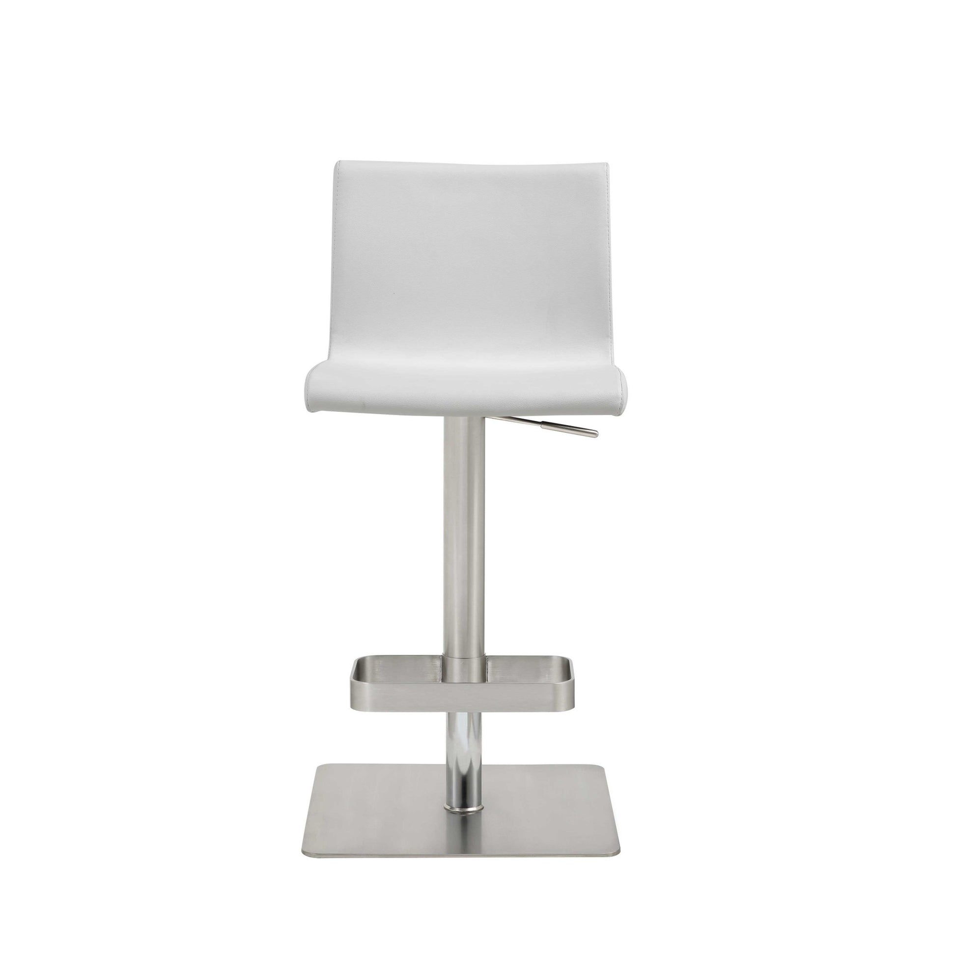 26 " White And Silver Stainless Steel Counter Height Bar Chair-Bar Chairs-DECOROLALA