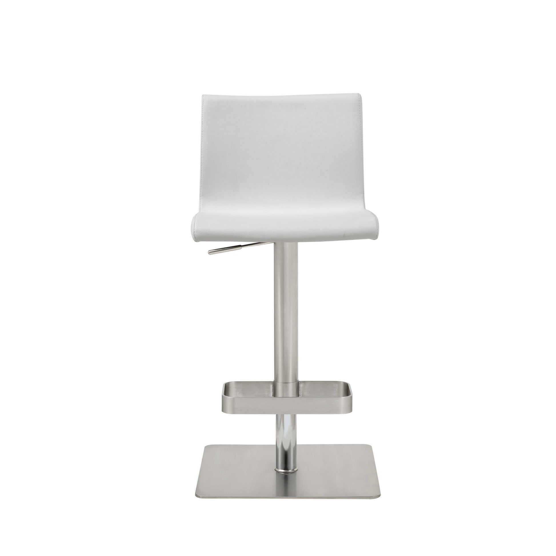 26 " White And Silver Stainless Steel Counter Height Bar Chair-Bar Chairs-DECOROLALA
