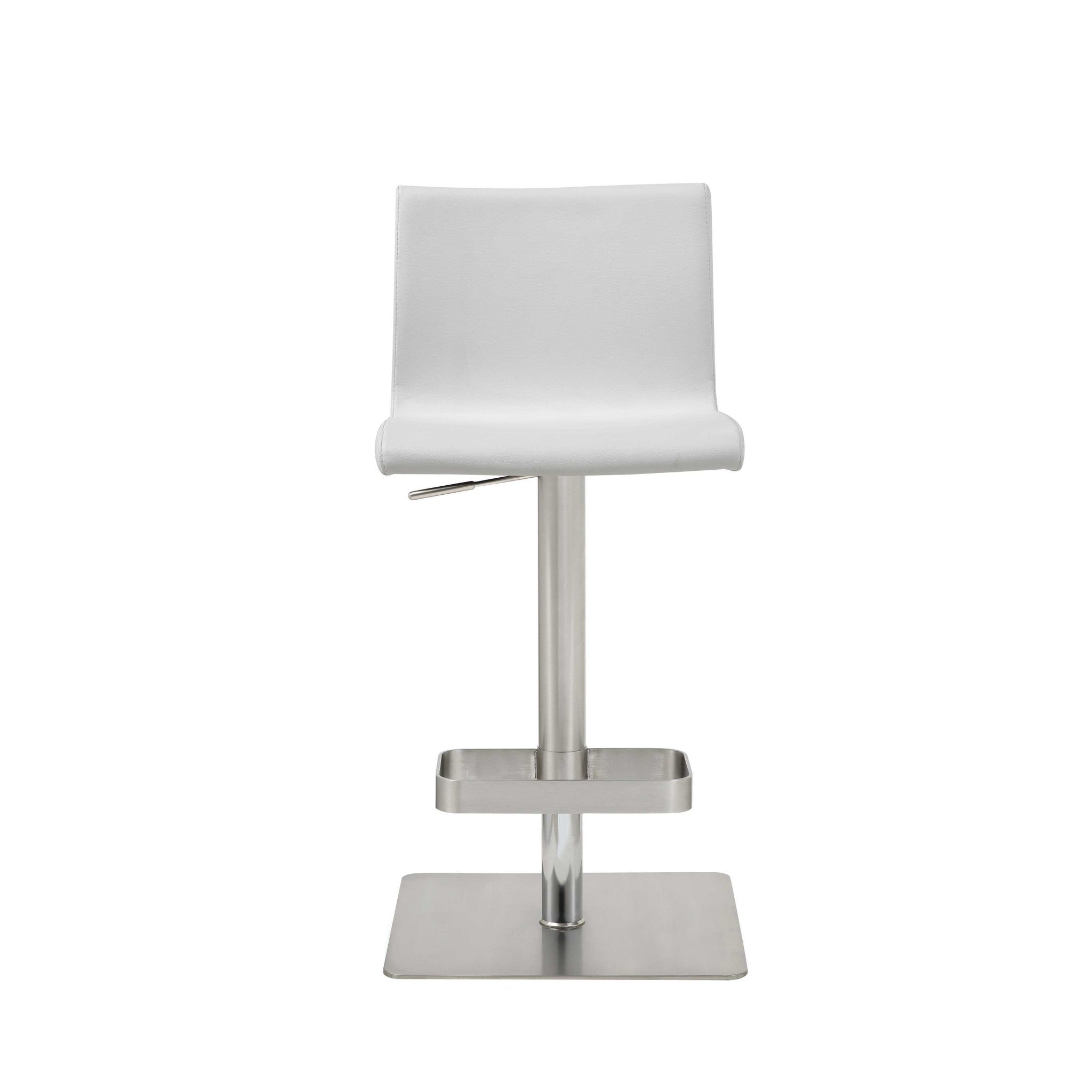 26 " White And Silver Stainless Steel Counter Height Bar Chair-Bar Chairs-DECOROLALA
