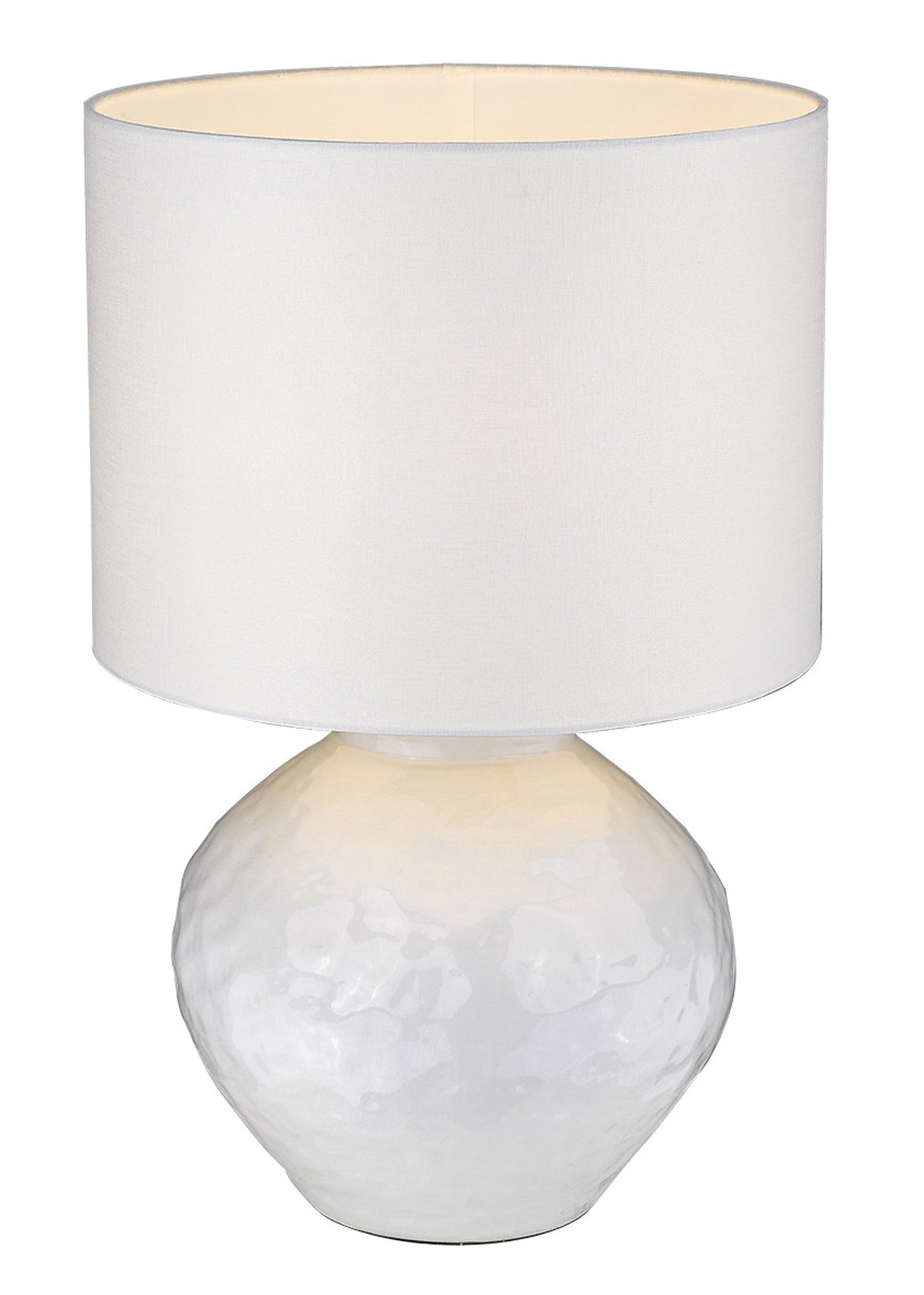 26" White Ceramic Table Lamp With White Drum Shade-Table Lamps-DECOROLALA