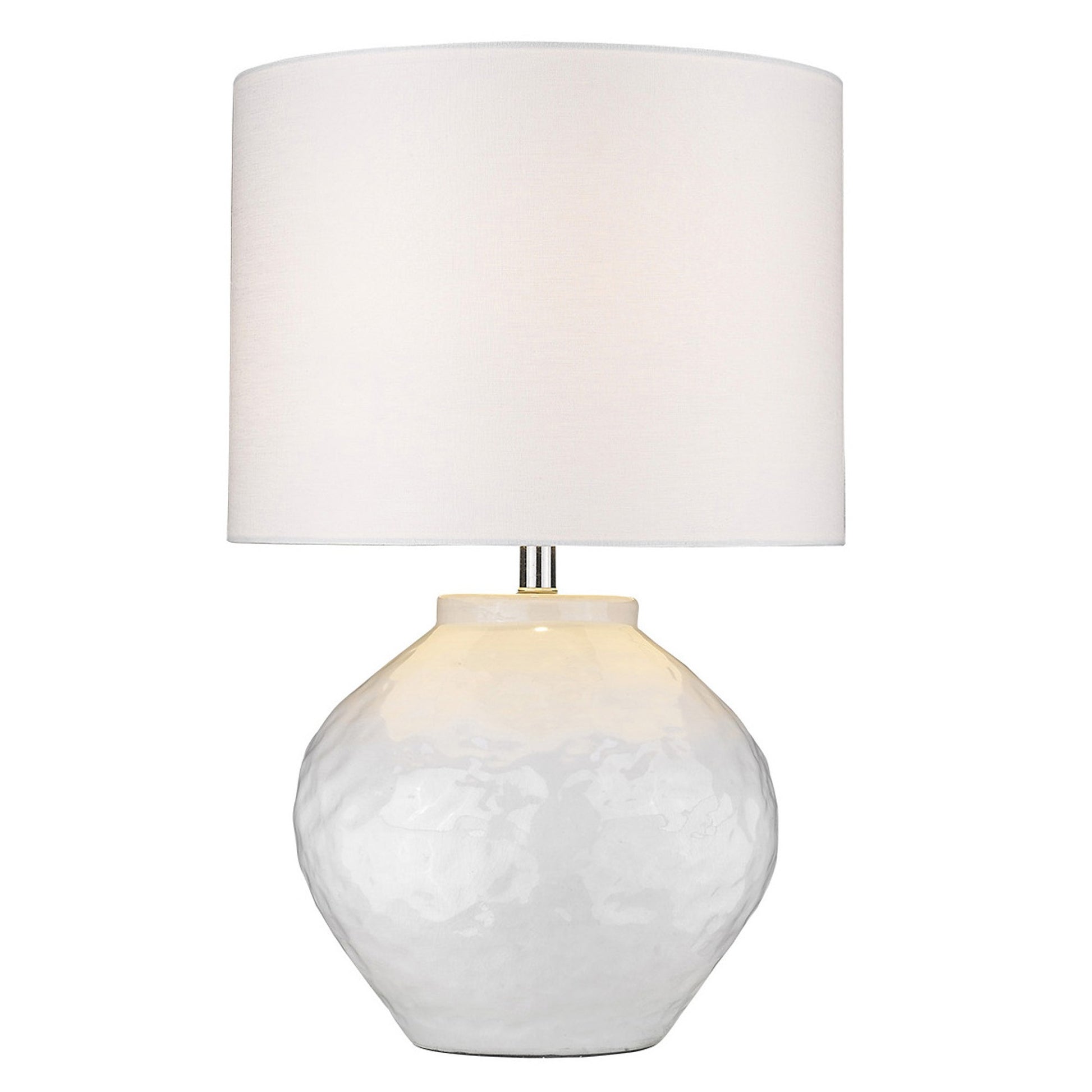 26" White Ceramic Table Lamp With White Drum Shade-Table Lamps-DECOROLALA