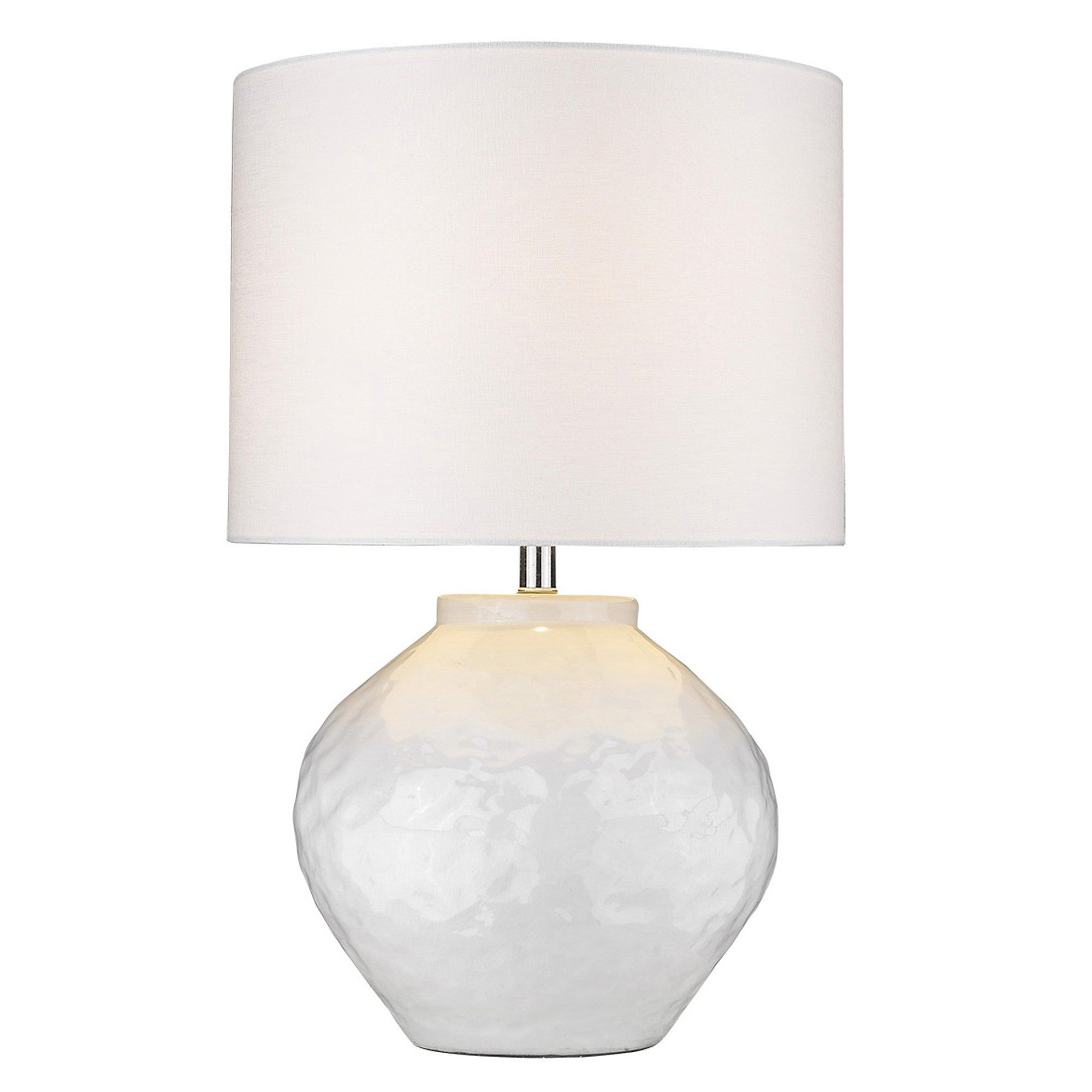 26" White Ceramic Table Lamp With White Drum Shade-Table Lamps-DECOROLALA