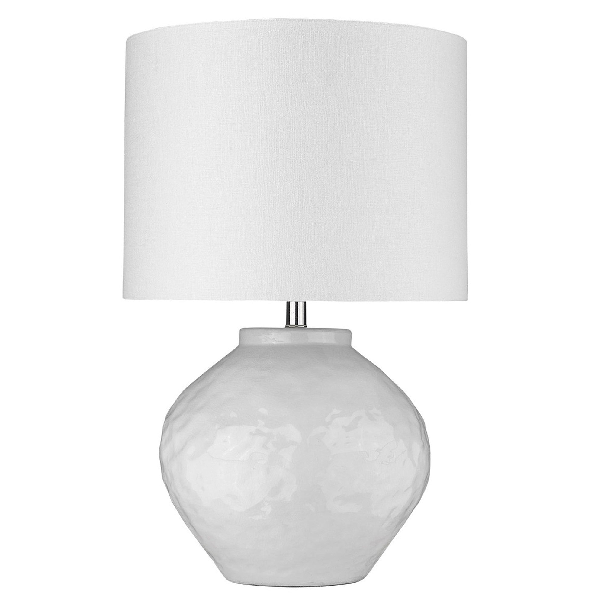 26" White Ceramic Table Lamp With White Drum Shade-Table Lamps-DECOROLALA