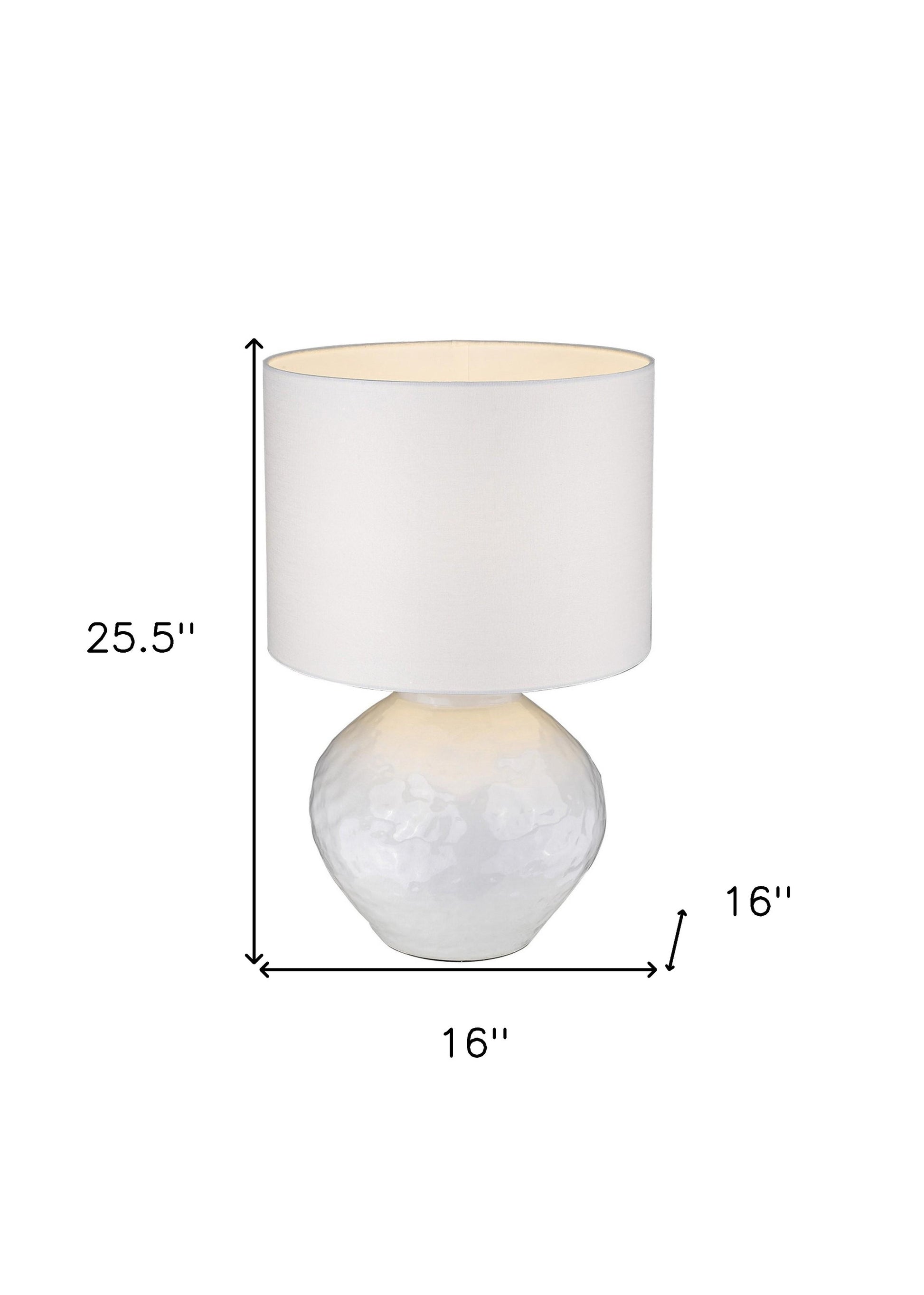 26" White Ceramic Table Lamp With White Drum Shade-Table Lamps-DECOROLALA