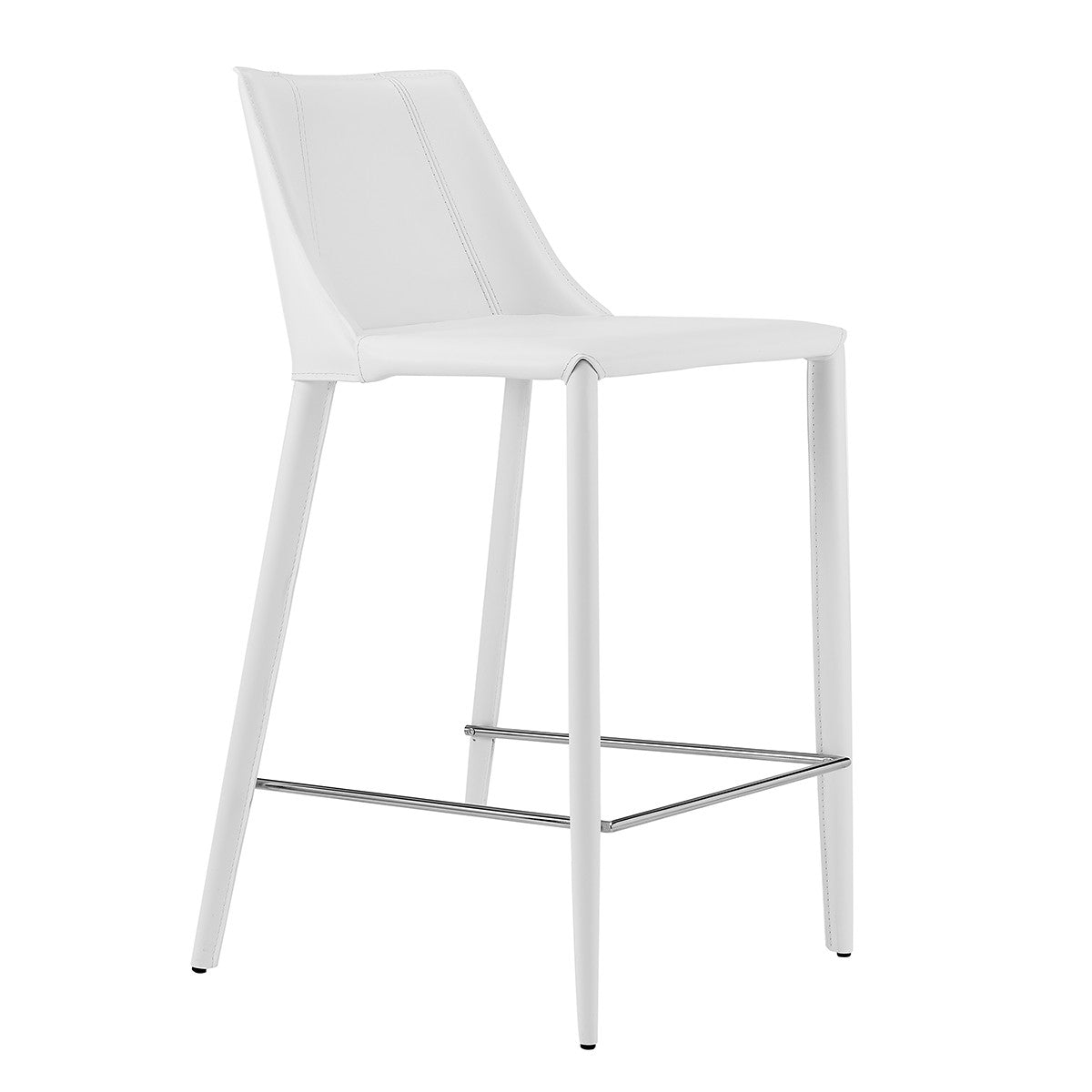 26" White Steel Low Back Counter Height Bar Chair-Bar Chairs-DECOROLALA