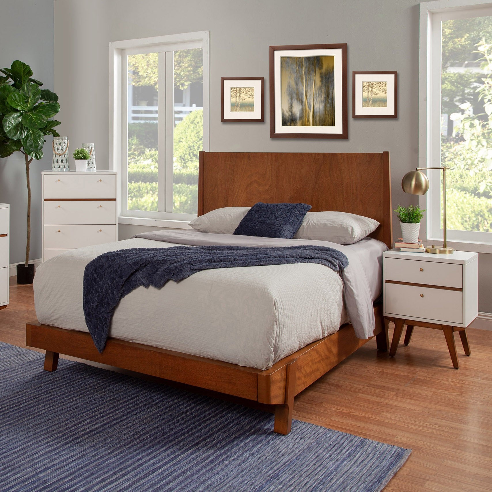 26" White Two Drawer Wood Nightstand-Nightstands & Bedside Tables-DECOROLALA