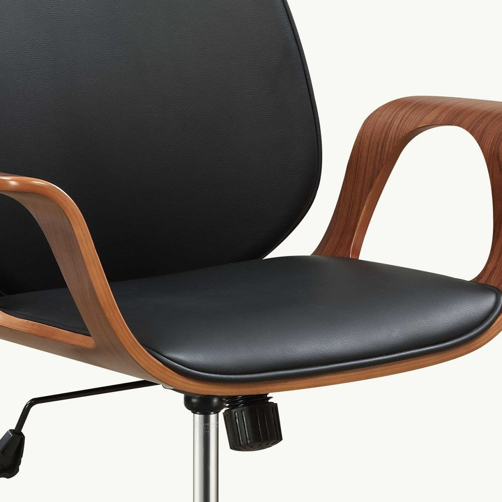 26" X 22" X 34" Black And Walnut Office Chair-Office Chairs-DECOROLALA
