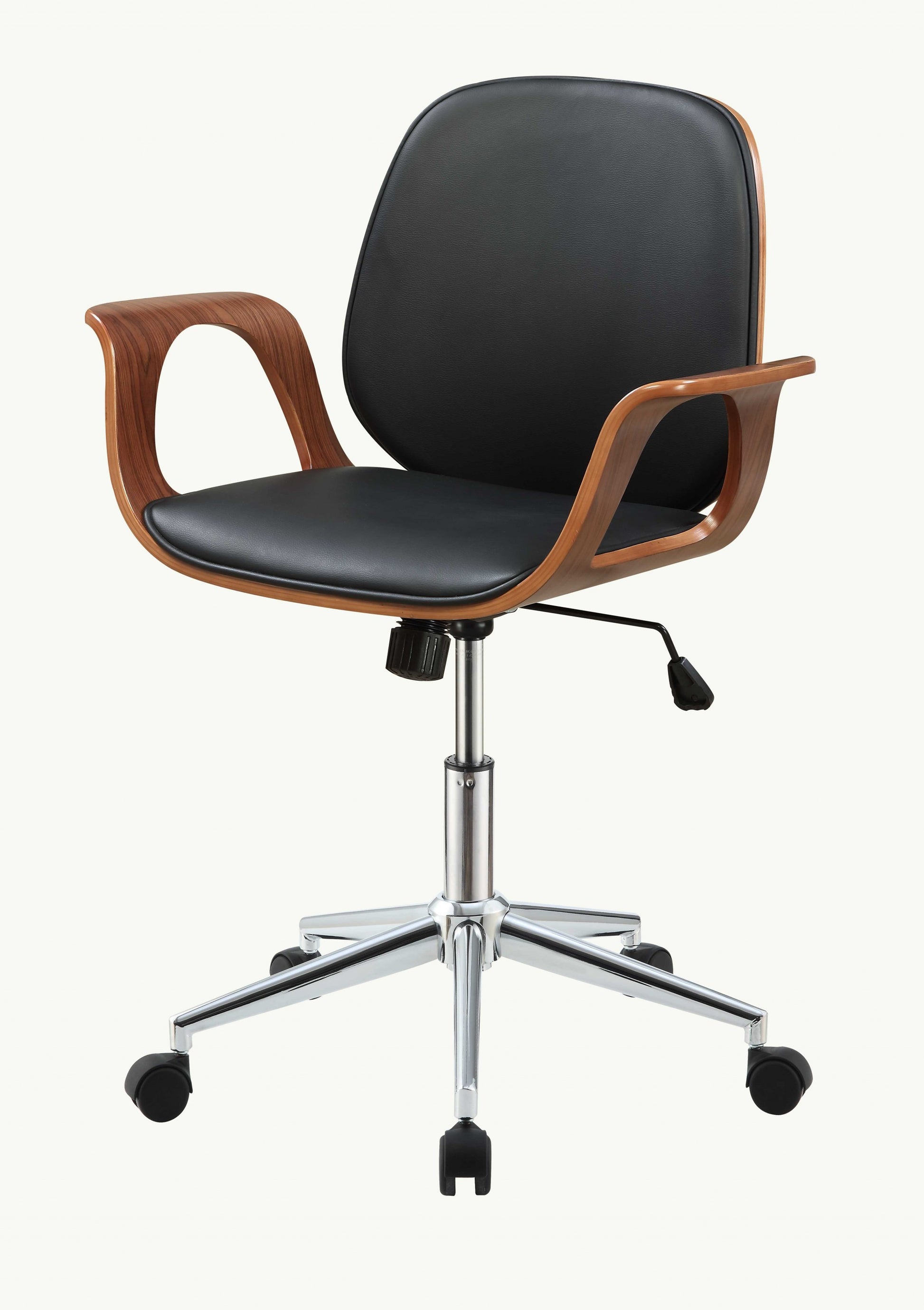 26" X 22" X 34" Black And Walnut Office Chair-Office Chairs-DECOROLALA