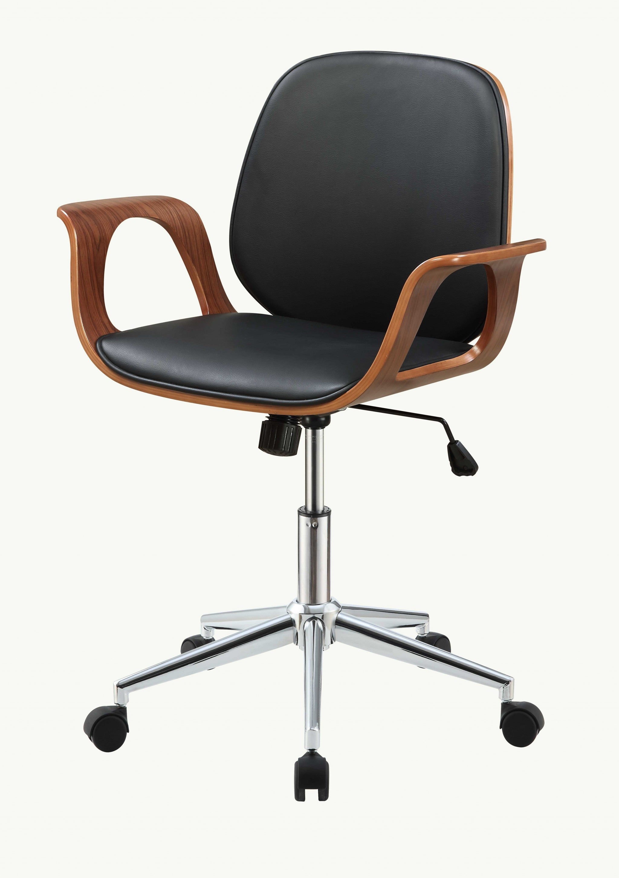 26" X 22" X 34" Black And Walnut Office Chair-Office Chairs-DECOROLALA