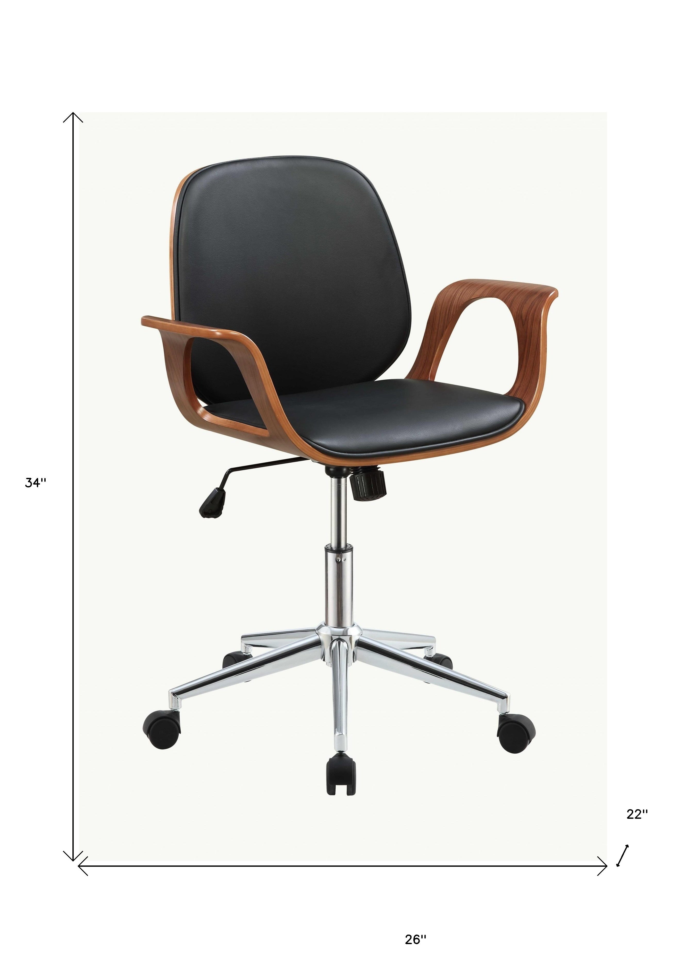 26" X 22" X 34" Black And Walnut Office Chair-Office Chairs-DECOROLALA