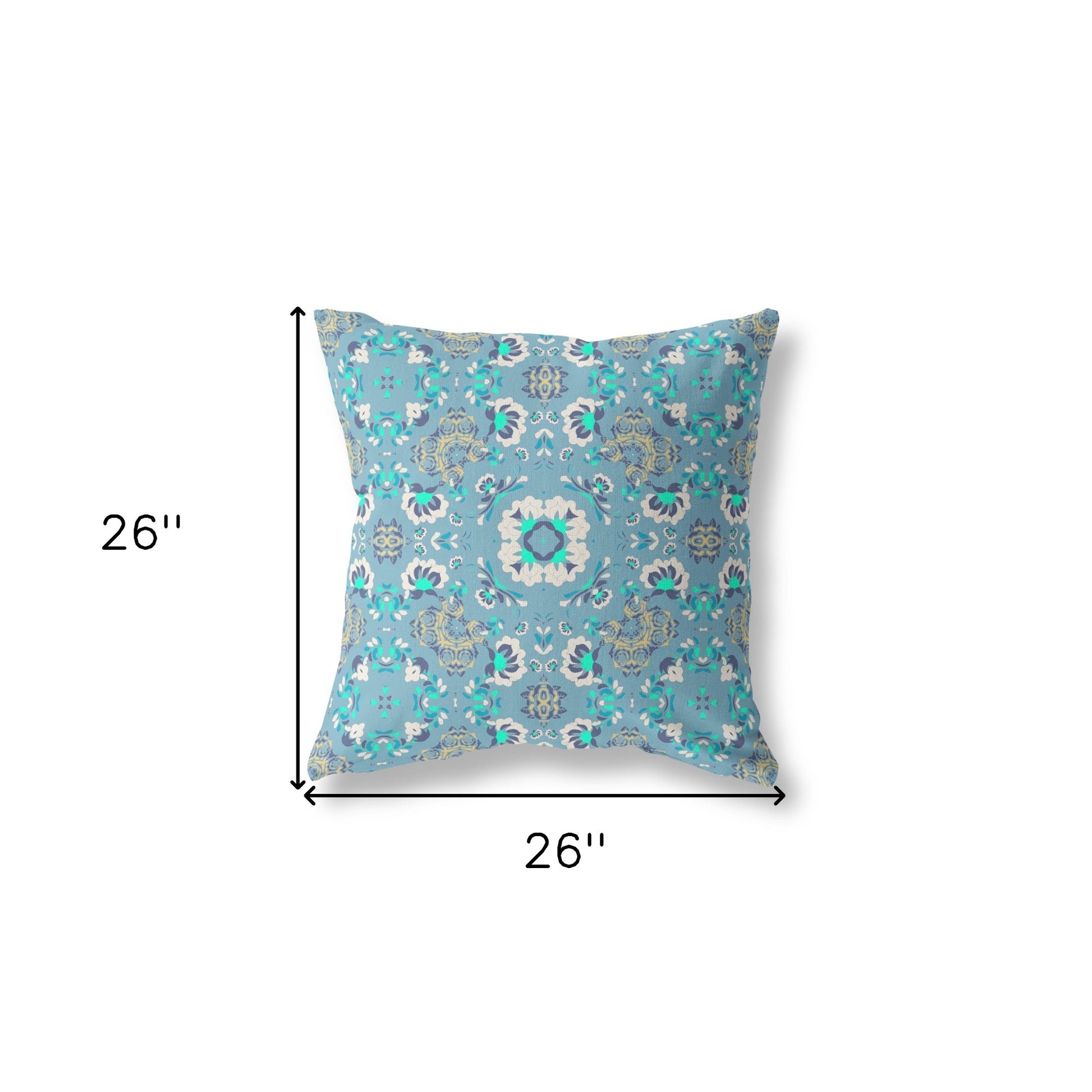 26" X 26" Light White Zippered Floral Indoor Outdoor Throw Pillow-Outdoor Pillows-DECOROLALA