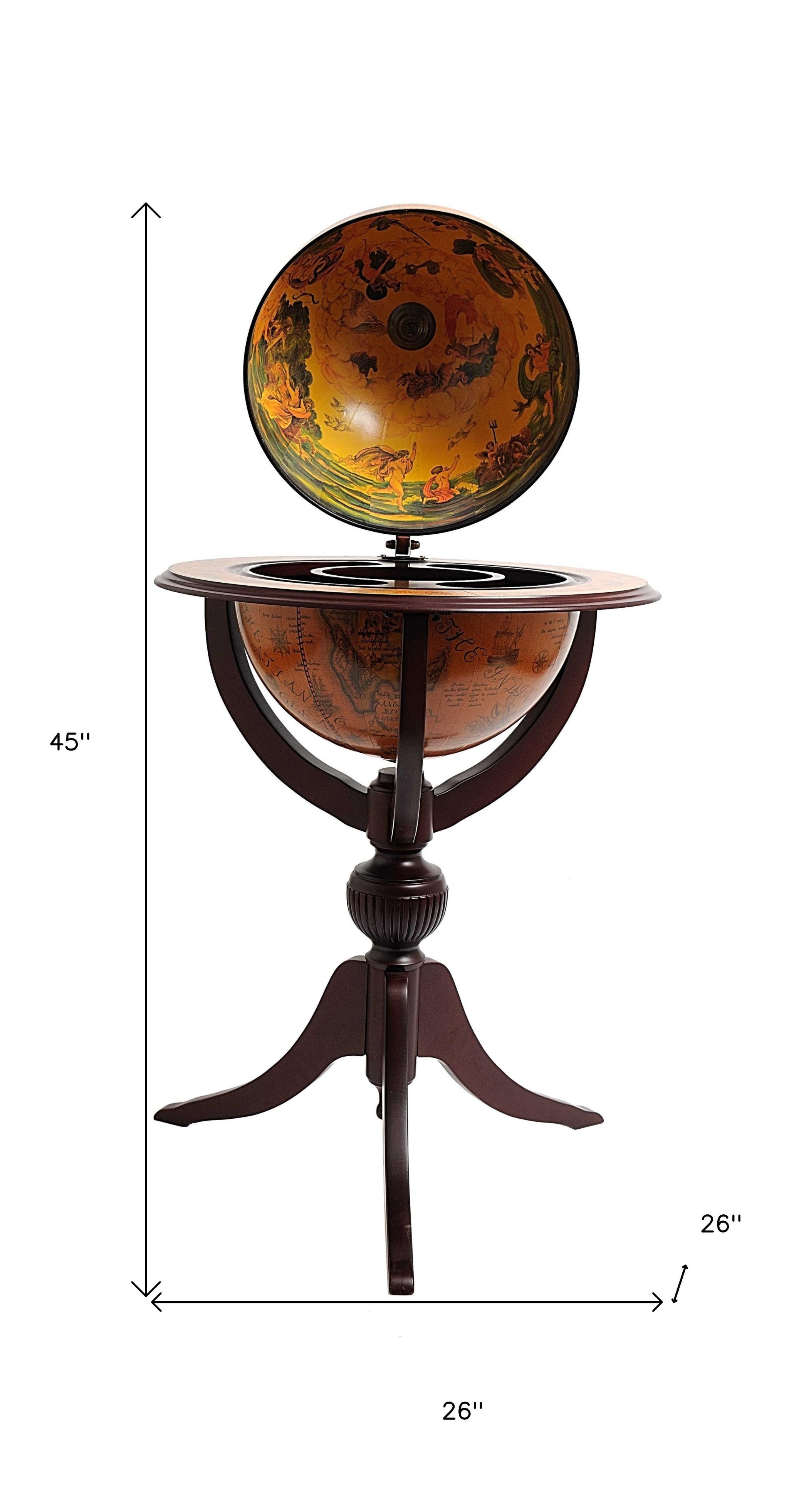 26" X 26" X 45" Globe Bar 3 Legs-Kitchen Carts-Islands-DECOROLALA