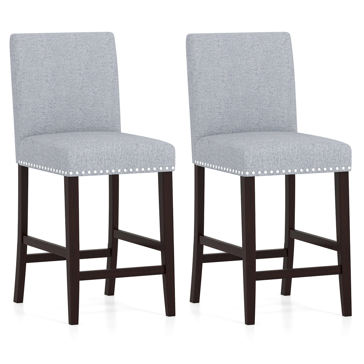 26 inch Counter Height Chairs Set of 2 with Padded Seat and Backrest-Gray-Dining Chairs-DECOROLALA
