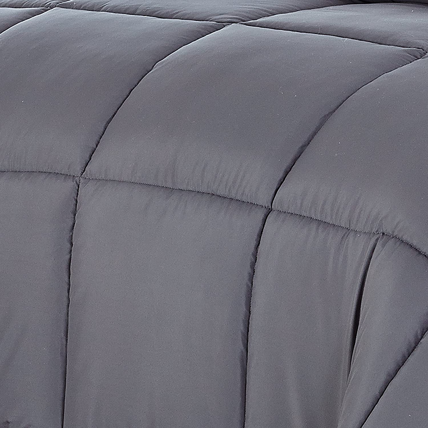 Dark Gray Queen Polyester Thread Count Down Alternative Comforter-Down Comforters and Duvets-DECOROLALA