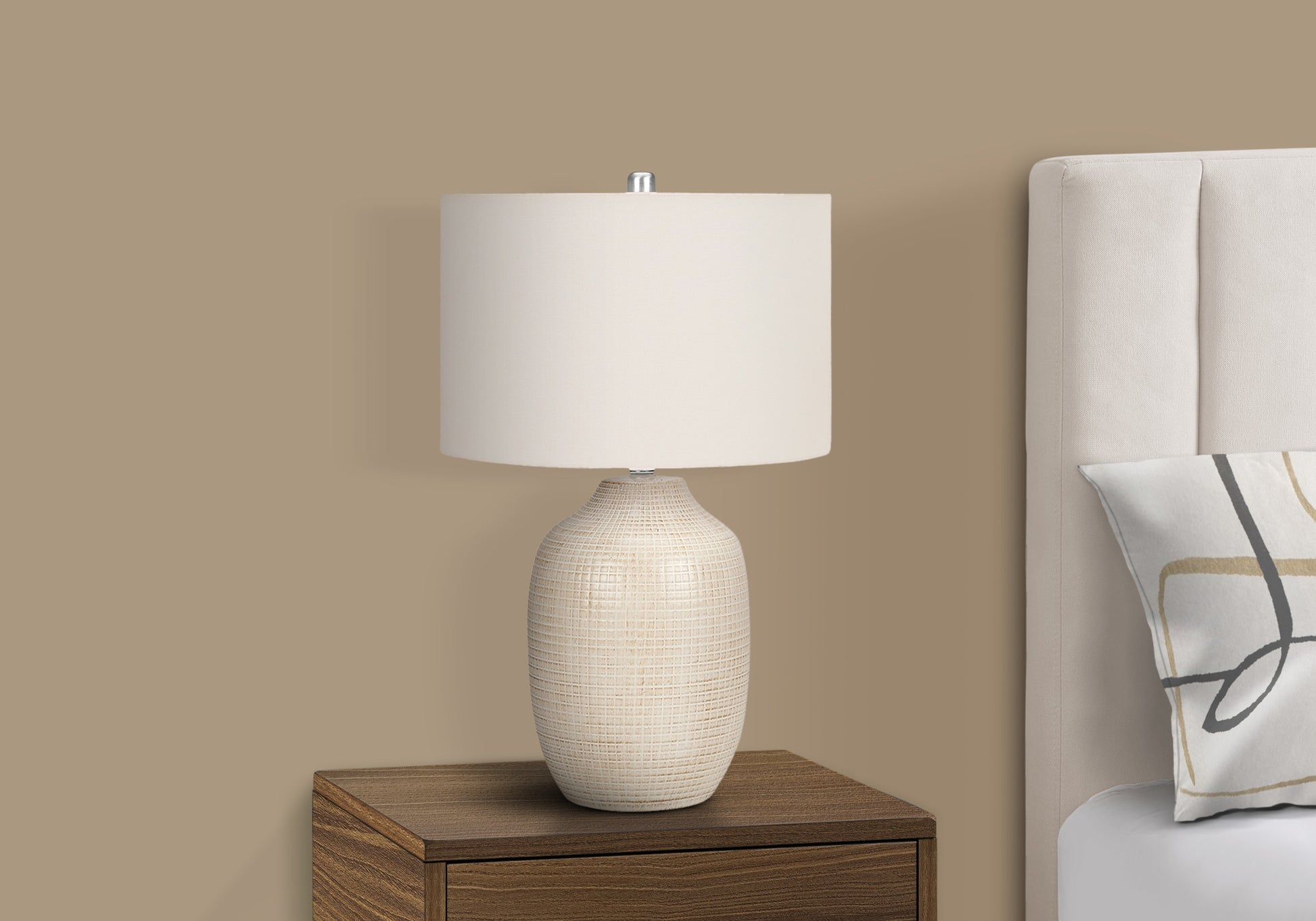 26"H Cream Ceramic Ginger Jar Table Lamp with Ivory Shade-Lighting-DECOROLALA