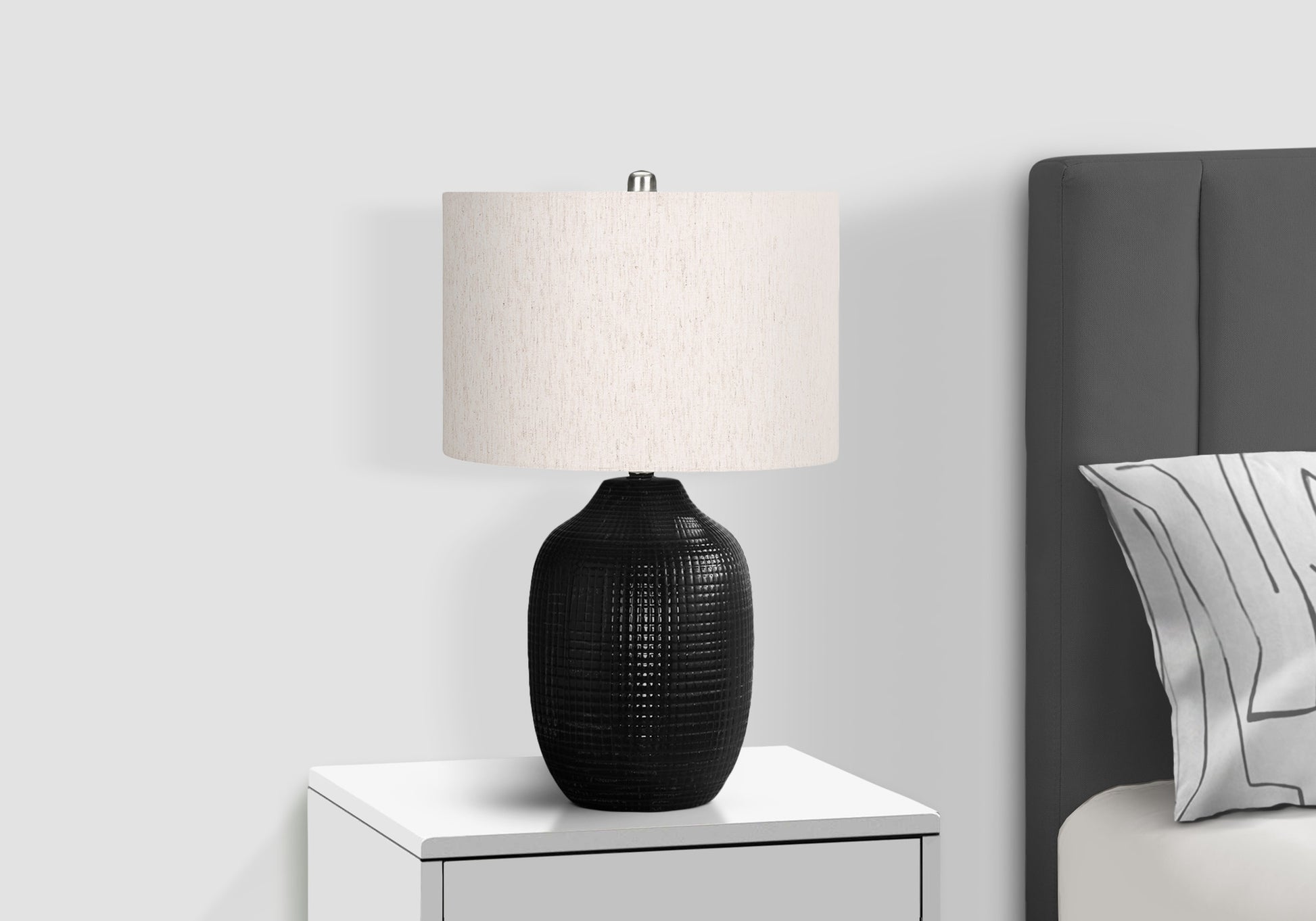 26"H Cream Ceramic Ginger Jar Table Lamp with Ivory Shade-Lighting-DECOROLALA
