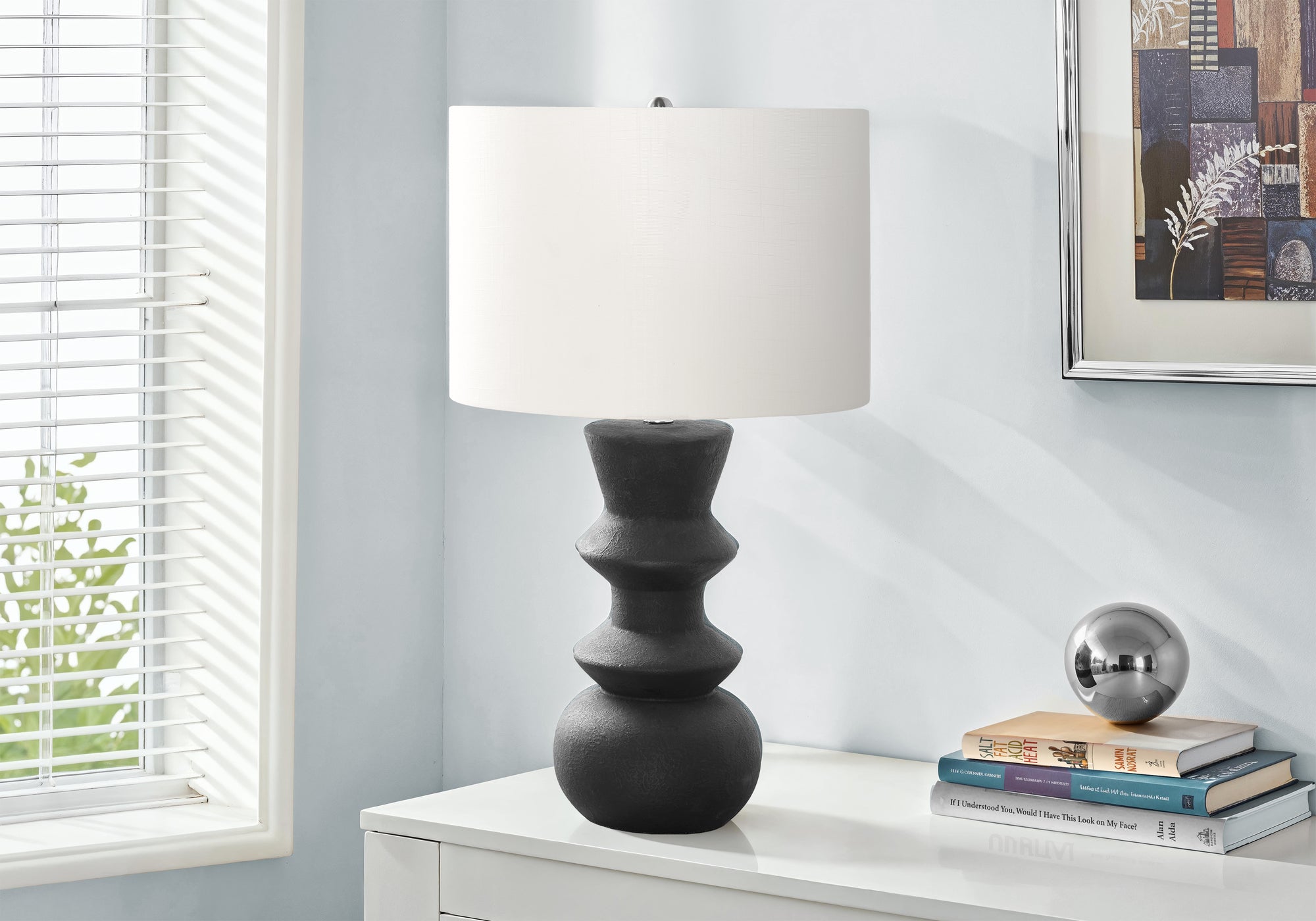 26"H Cream Ceramic Table Lamp with Ivory Shade-Lighting-DECOROLALA