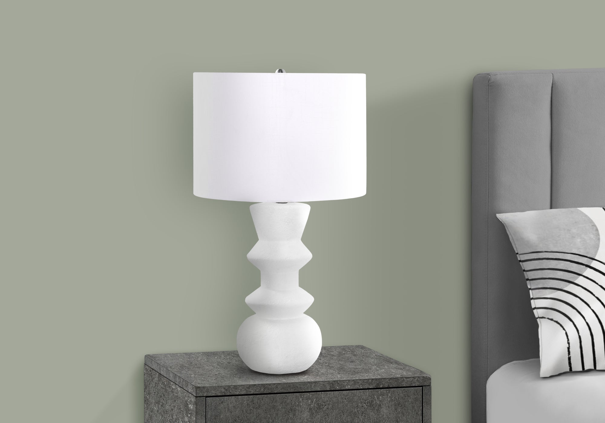 26"H Cream Ceramic Table Lamp with Ivory Shade-Lighting-DECOROLALA