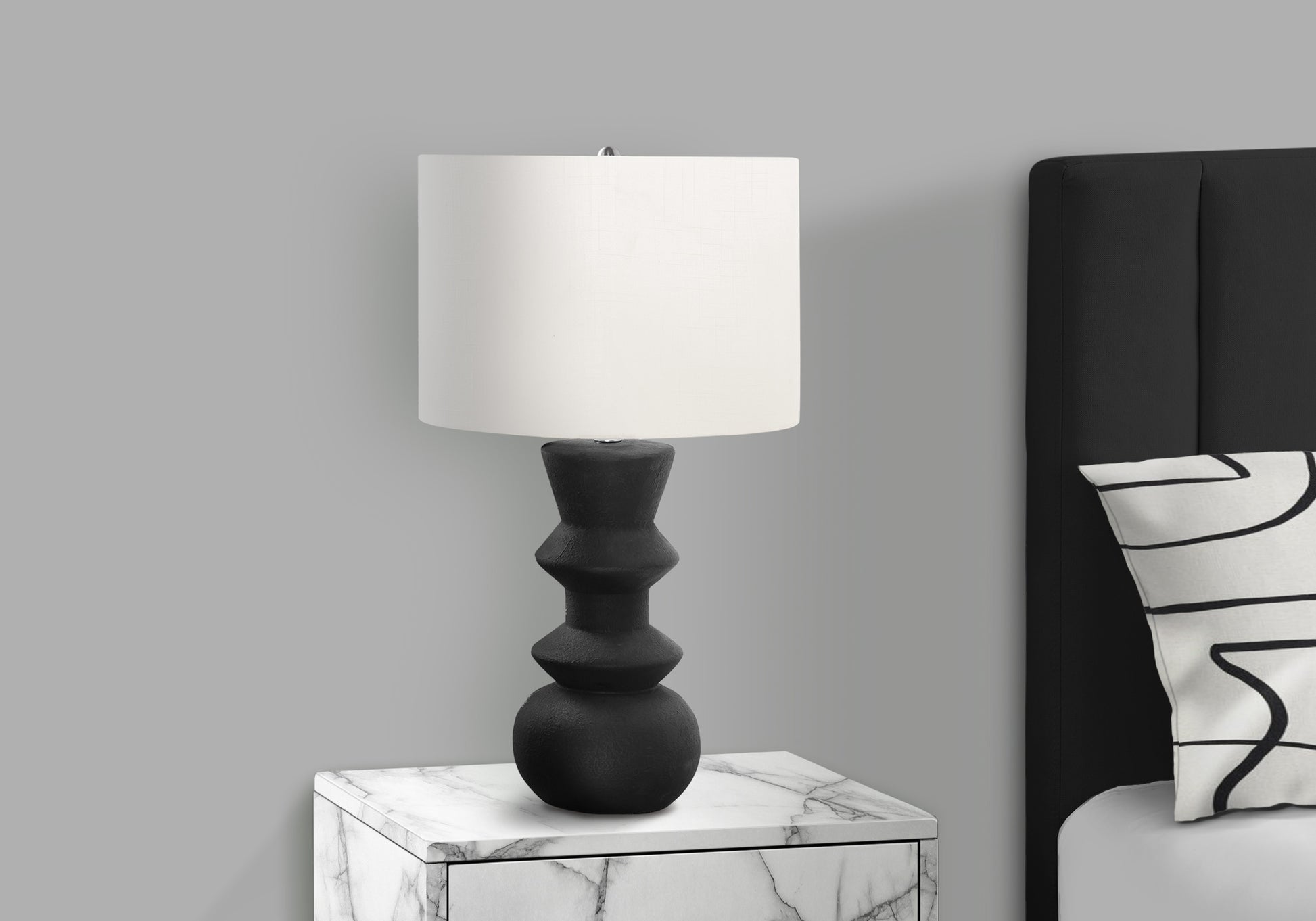 26"H Cream Ceramic Table Lamp with Ivory Shade-Lighting-DECOROLALA