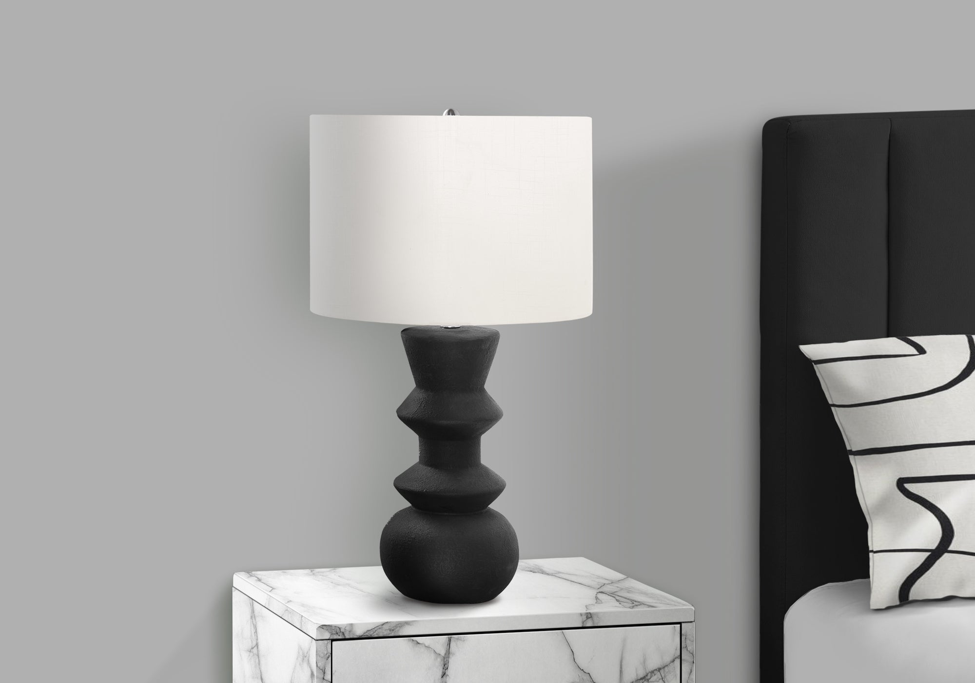 26"H Cream Ceramic Table Lamp with Ivory Shade-Lighting-DECOROLALA