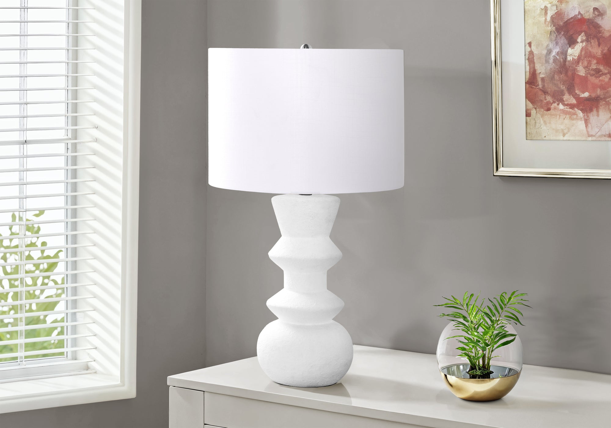 26"H Cream Ceramic Table Lamp with Ivory Shade-Lighting-DECOROLALA