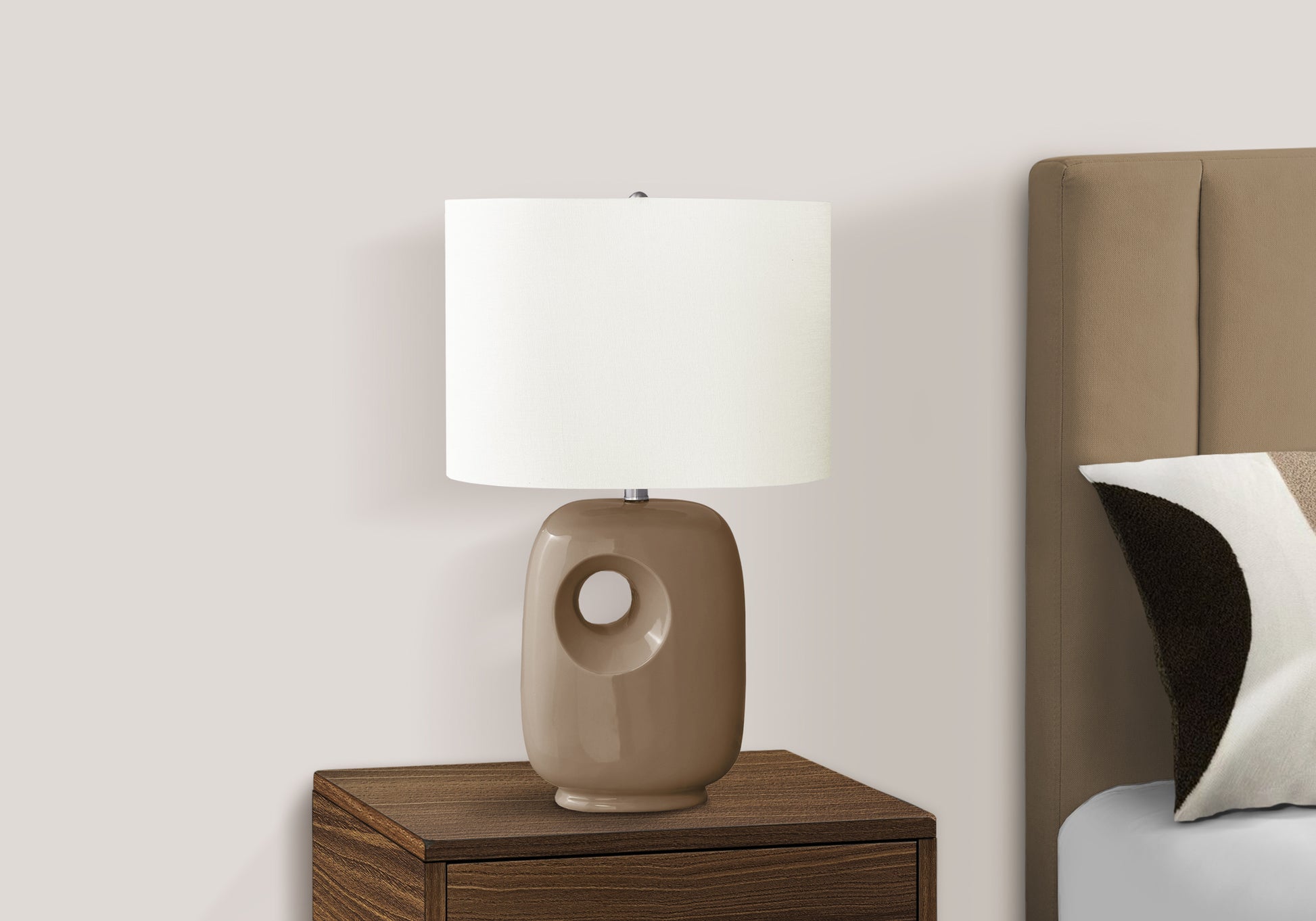 26"H Grey Ceramic Table Lamp with Ivory Shade-Lighting-DECOROLALA