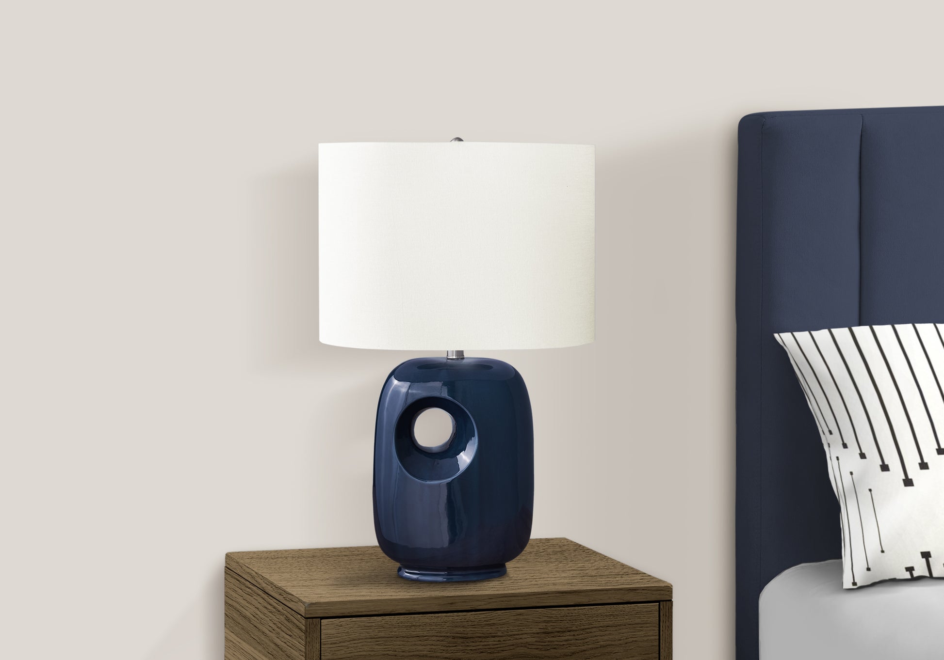 26"H Grey Ceramic Table Lamp with Ivory Shade-Lighting-DECOROLALA