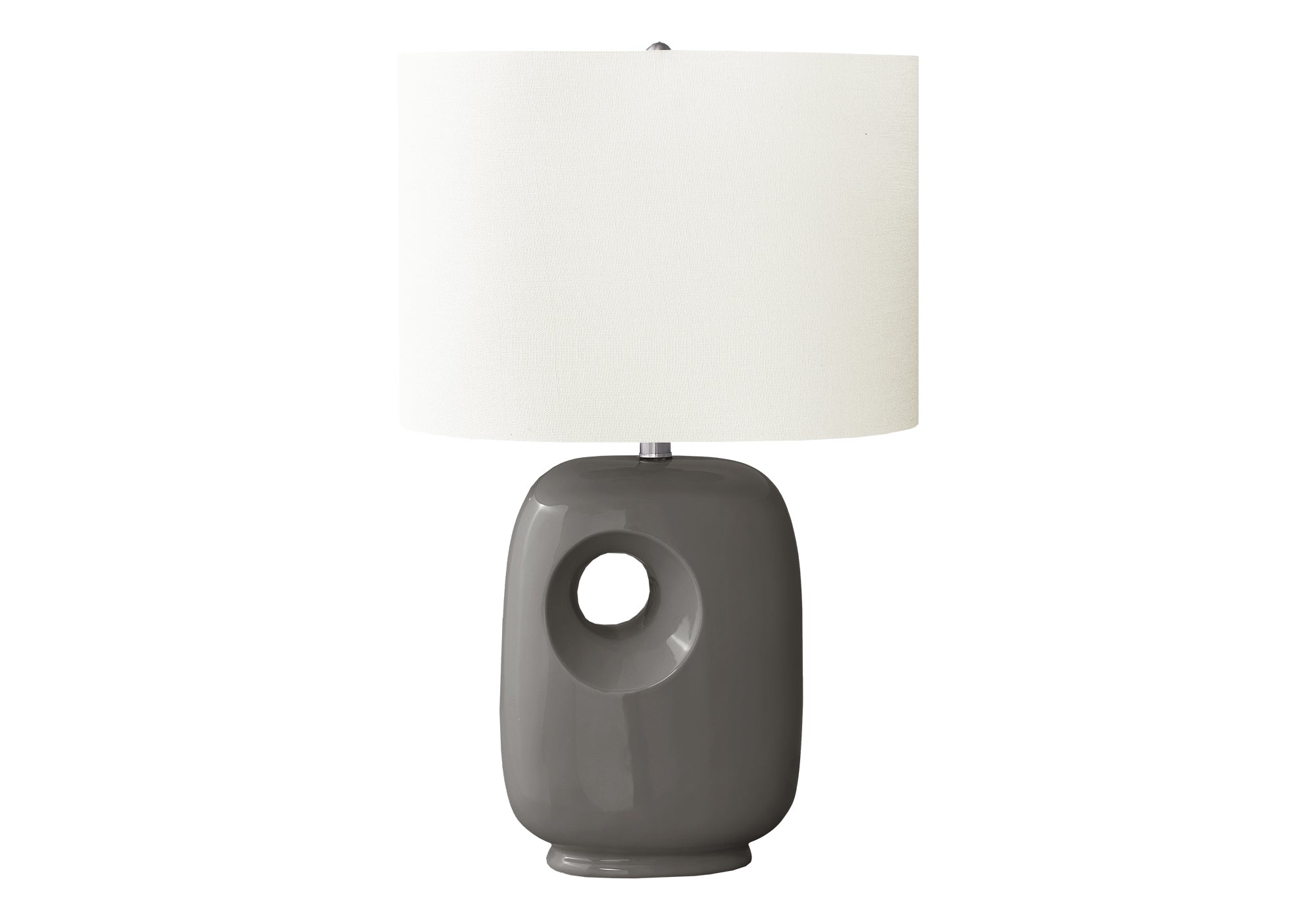26"H Grey Ceramic Table Lamp with Ivory Shade-Lighting-DECOROLALA