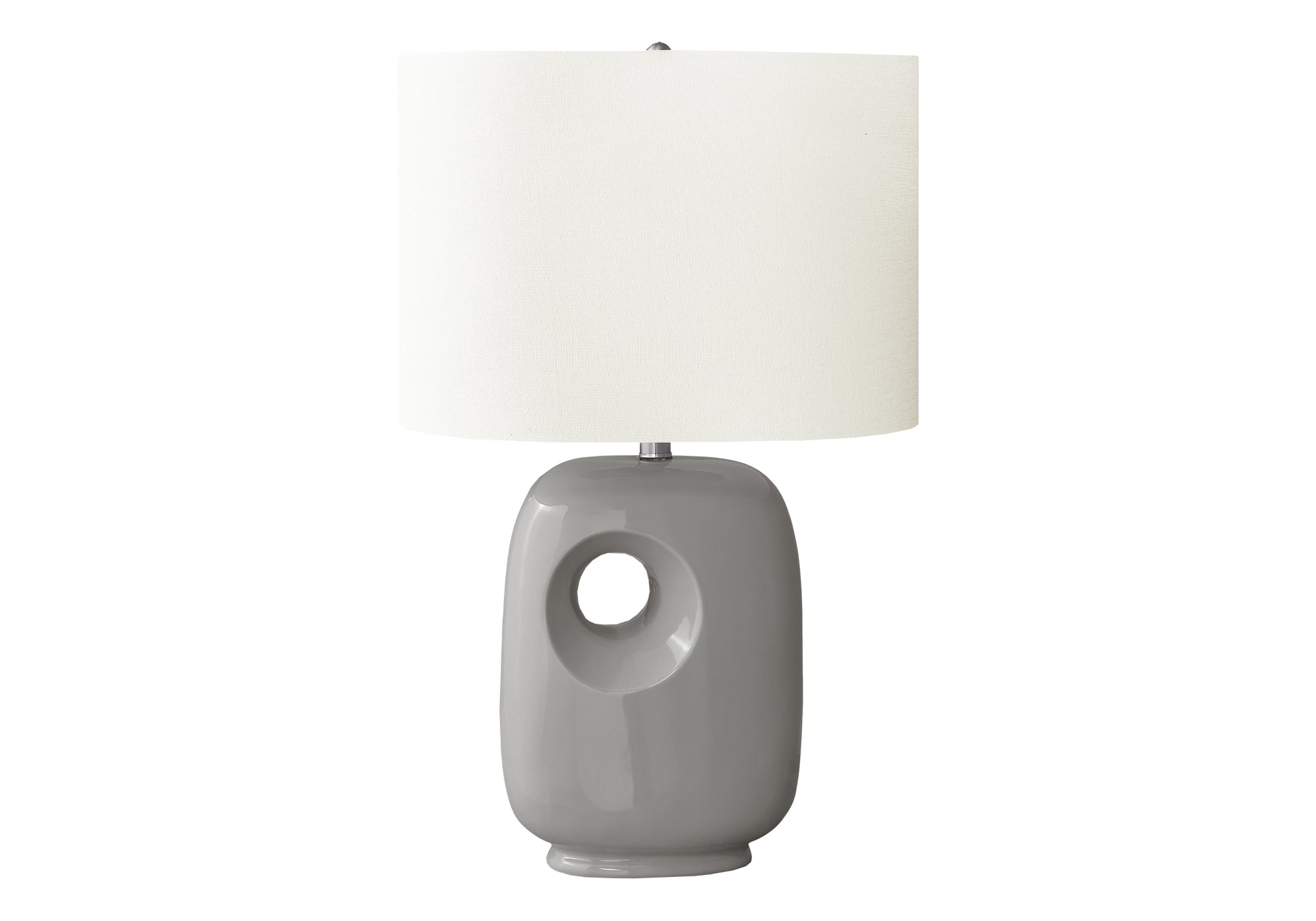 26"H Grey Ceramic Table Lamp with Ivory Shade-Lighting-DECOROLALA