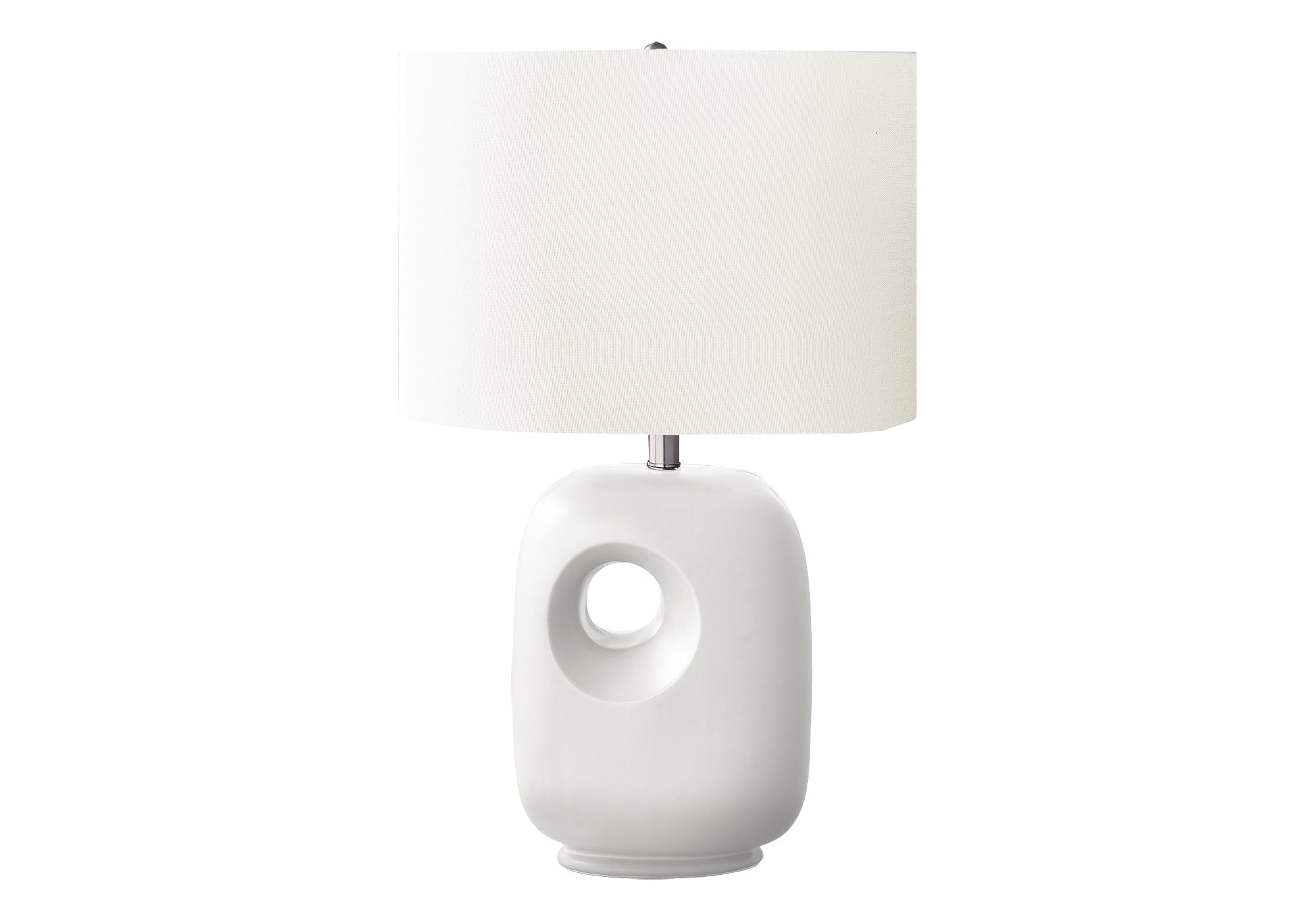 26"H Grey Ceramic Table Lamp with Ivory Shade-Lighting-DECOROLALA