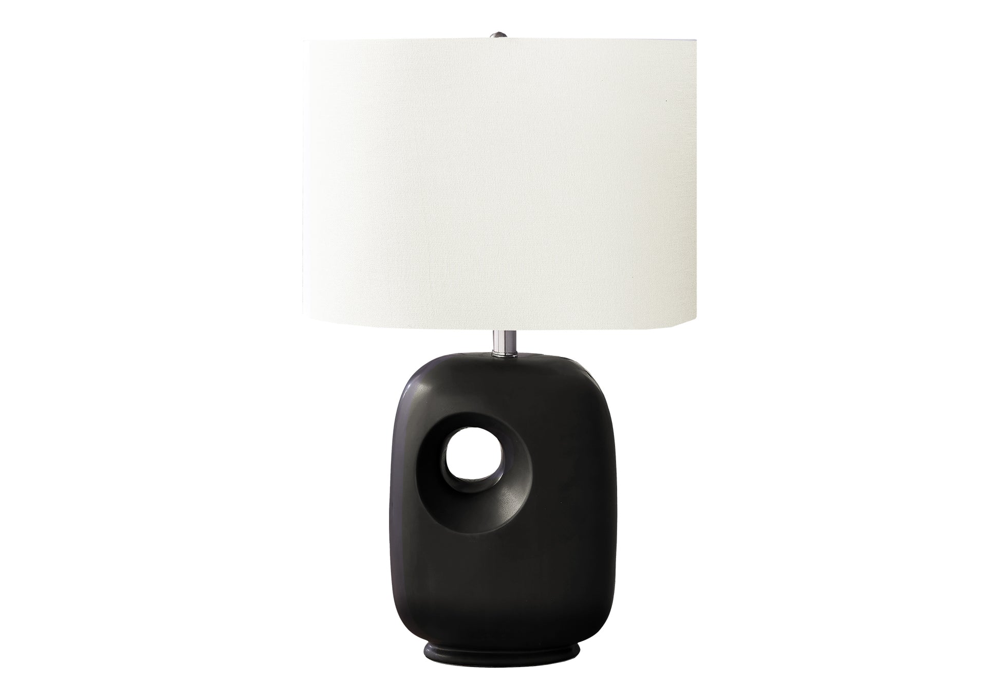 26"H Grey Ceramic Table Lamp with Ivory Shade-Lighting-DECOROLALA
