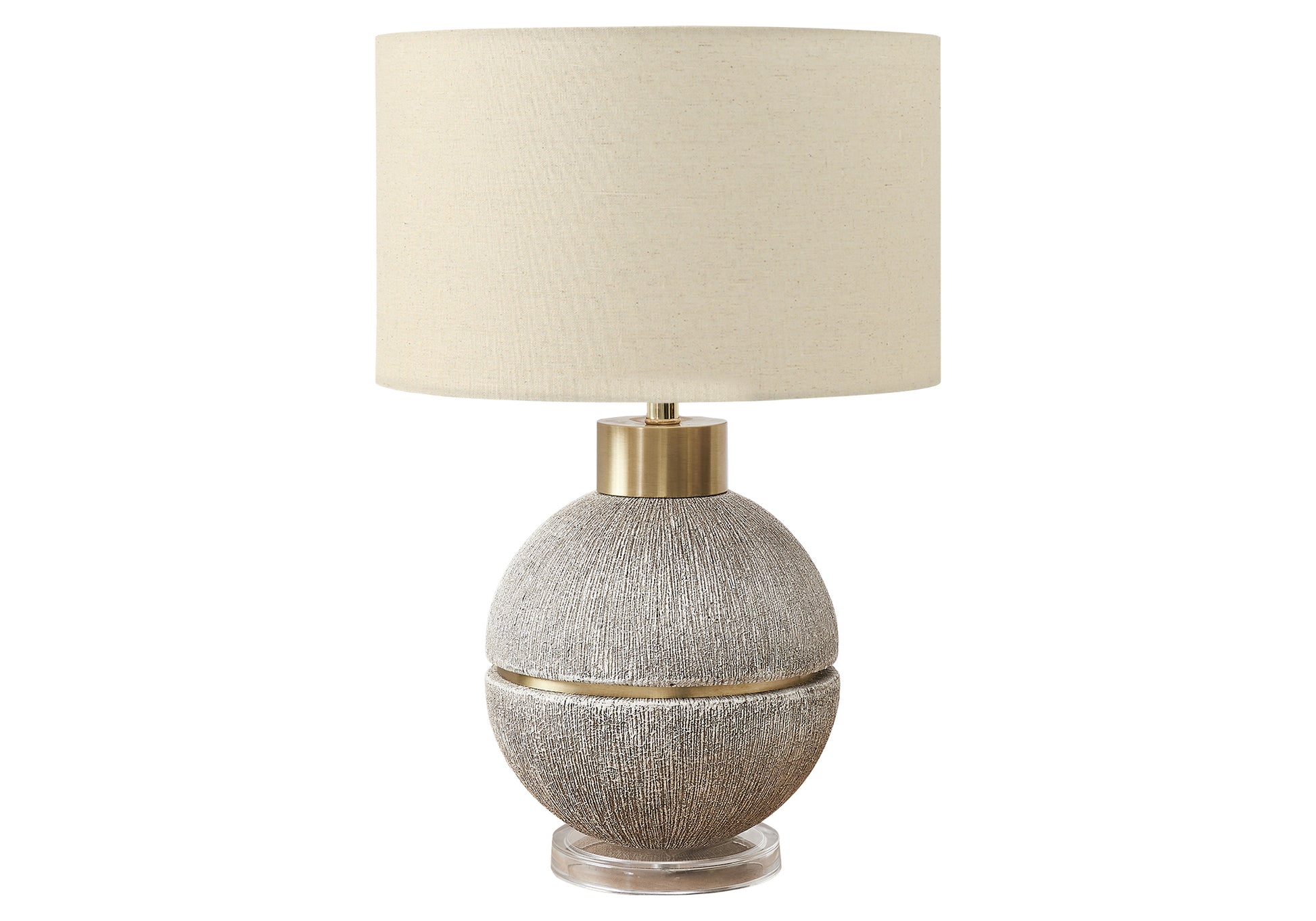 26"H Table Lamp Brown Resin Gold Accent Beige Shade-Lighting-DECOROLALA
