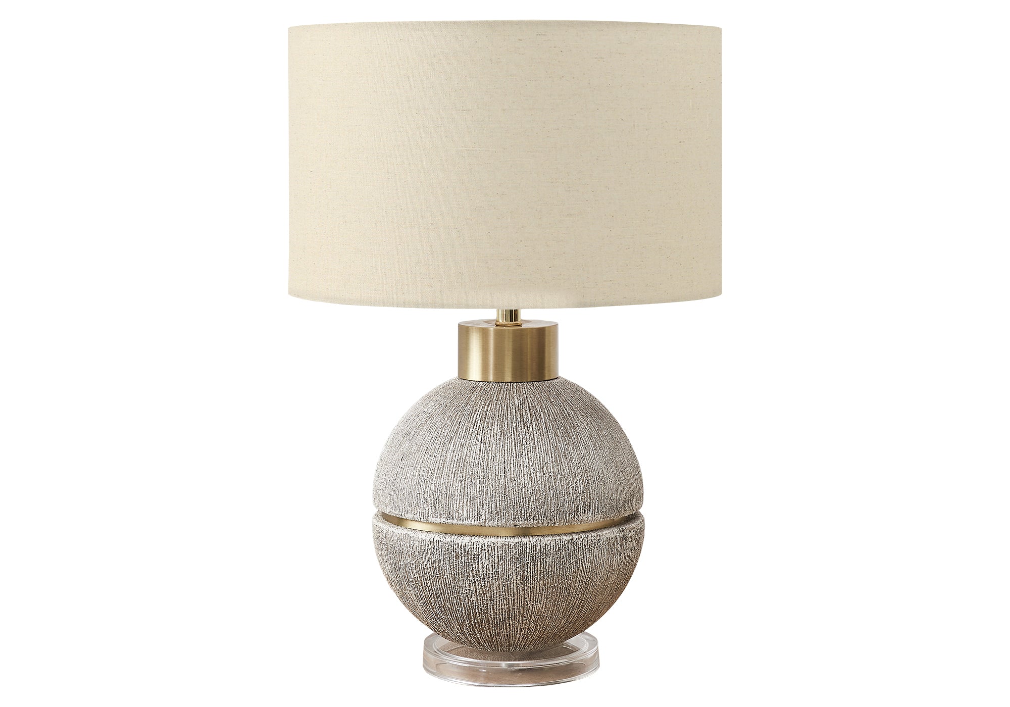 26"H Table Lamp Brown Resin Gold Accent Beige Shade-Lighting-DECOROLALA