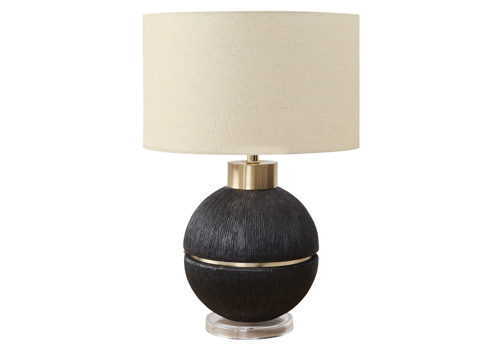 26"H Table Lamp Brown Resin Gold Accent Beige Shade-Lighting-DECOROLALA