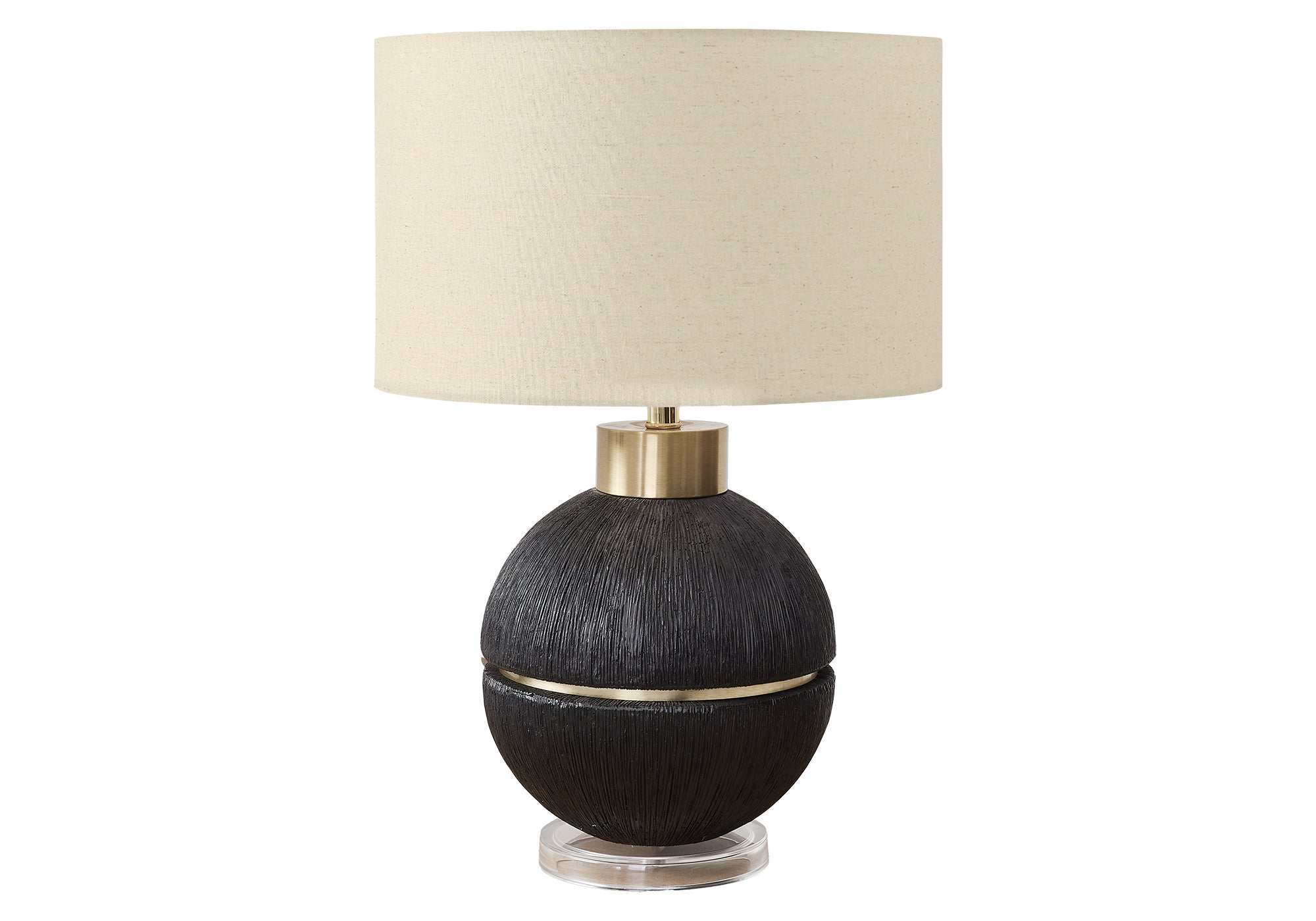 26"H Table Lamp Brown Resin Gold Accent Beige Shade-Lighting-DECOROLALA