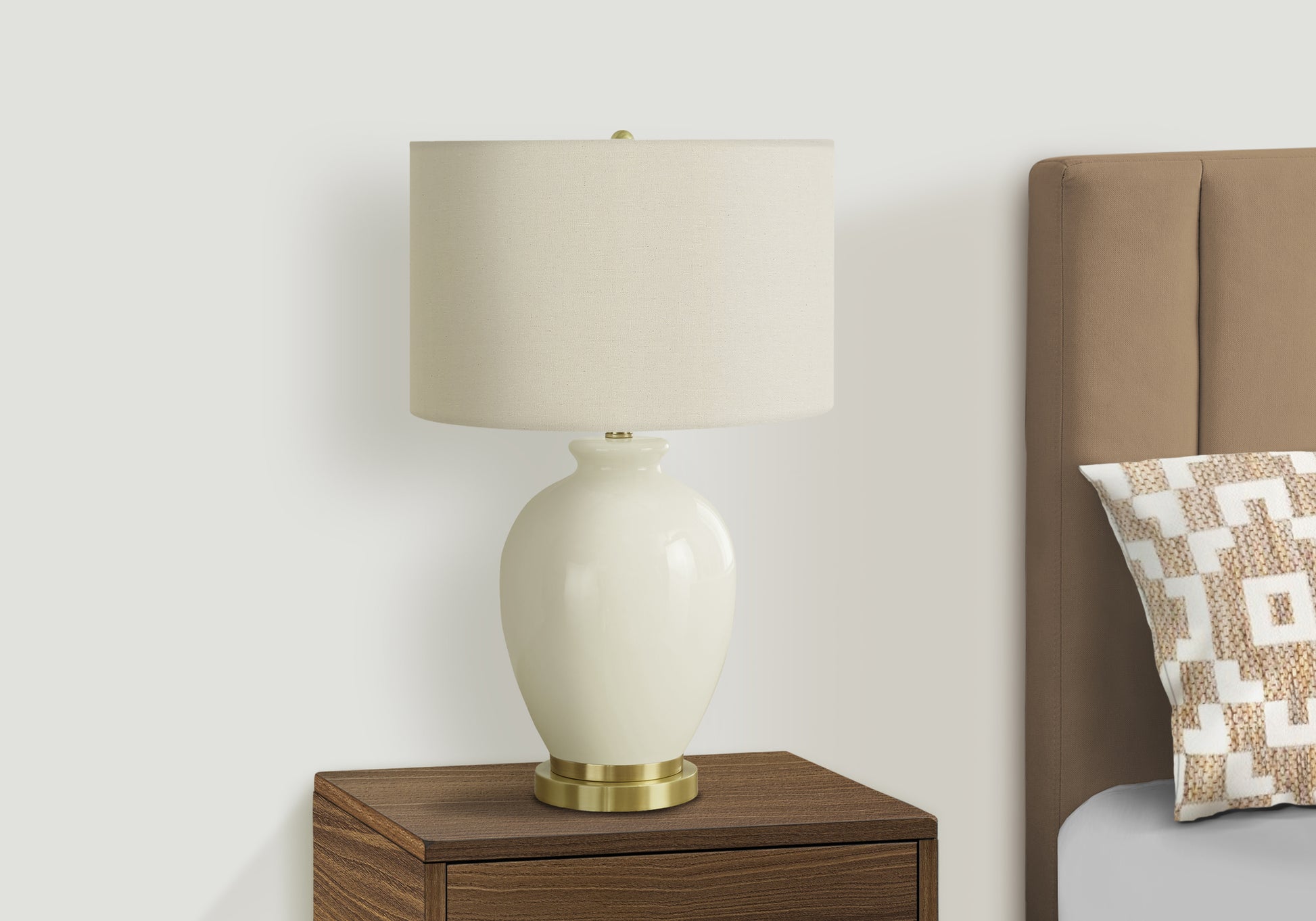 26"H Table Lamp Cream Ceramic Ivory Shade-Lighting-DECOROLALA