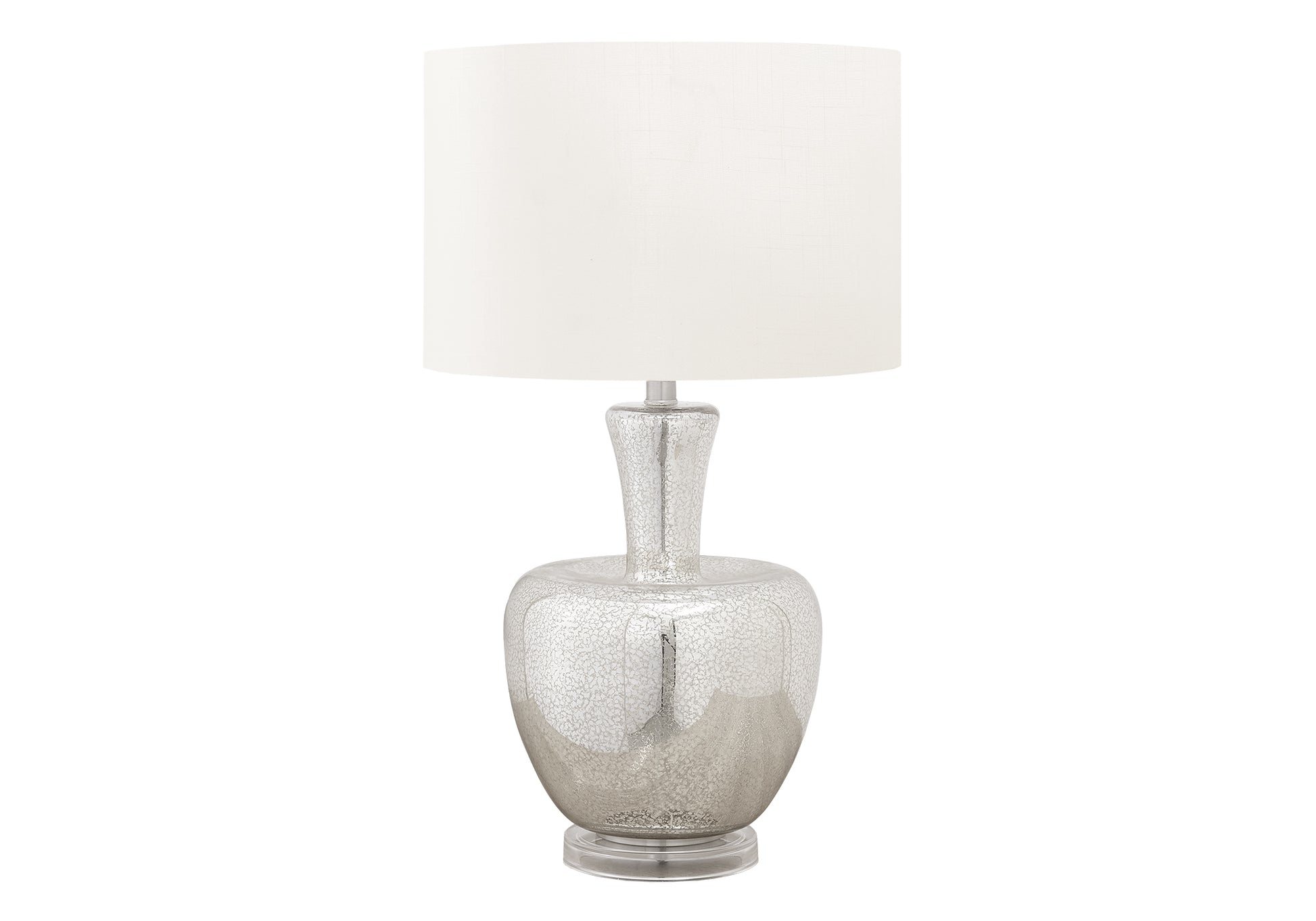 26"H Table Lamp Silver Glass Ivory Shade-Lighting-DECOROLALA