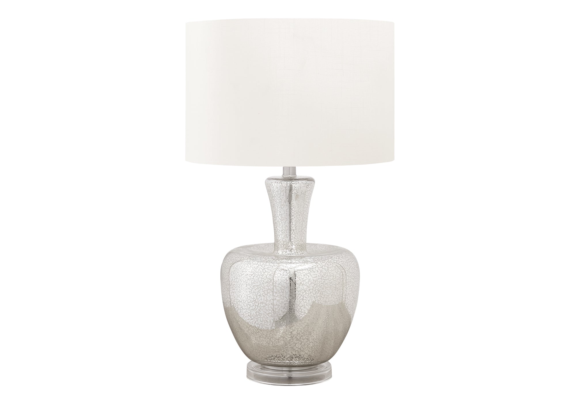 26"H Table Lamp Silver Glass Ivory Shade-Lighting-DECOROLALA