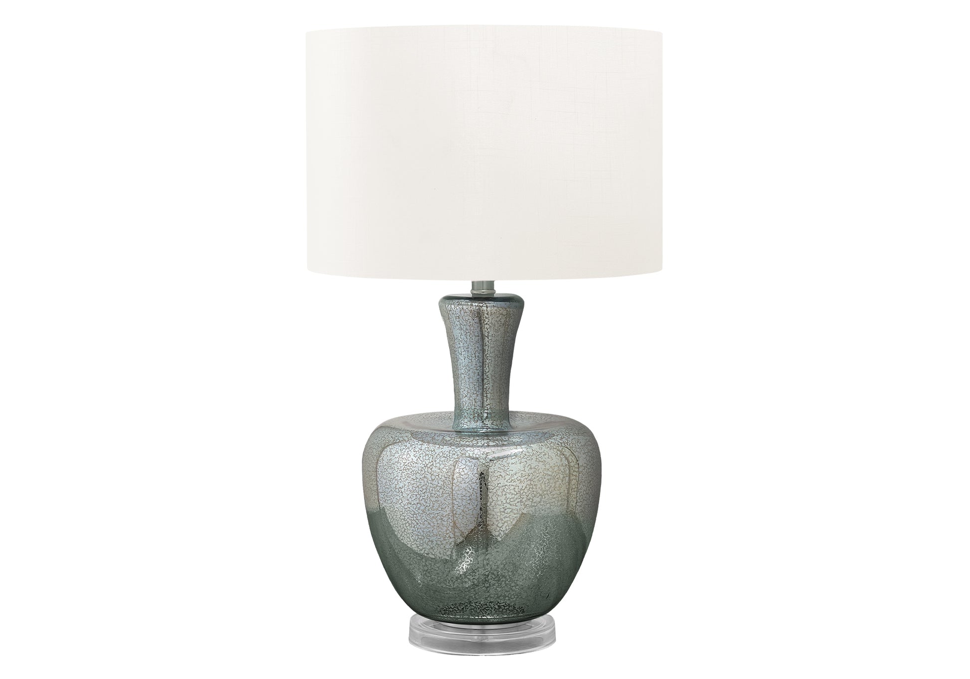 26"H Table Lamp Silver Glass Ivory Shade-Lighting-DECOROLALA