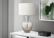 26"H Table Lamp Silver Glass Ivory Shade-Lighting-DECOROLALA