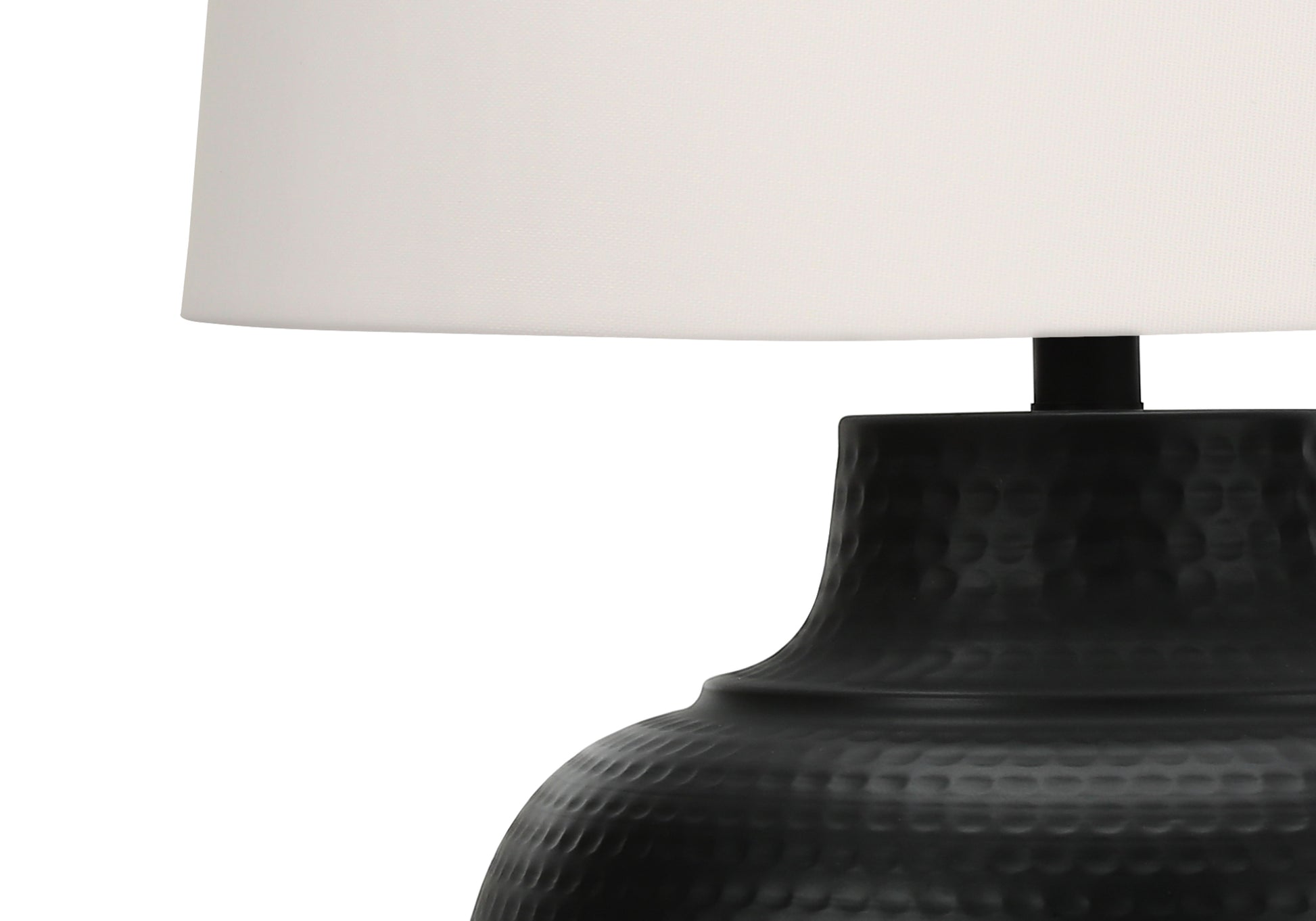 26"H Urn Table Lamp Black Metal Ivory Shade-Lighting-DECOROLALA
