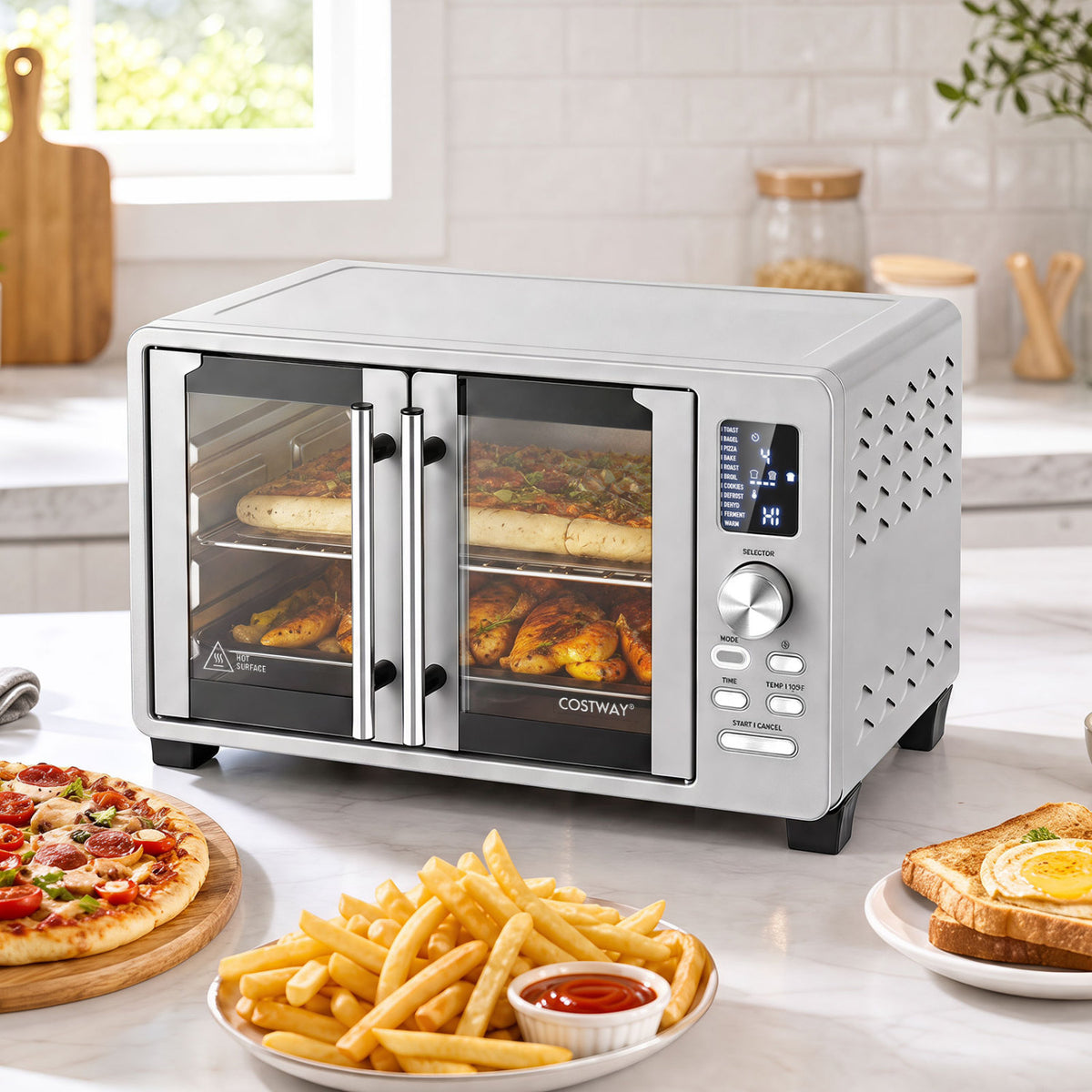 26.4 Quart French Door Convection Toaster Oven with 11 Presets 1500W Countertop Oven-Toaster Ovens-DECOROLALA