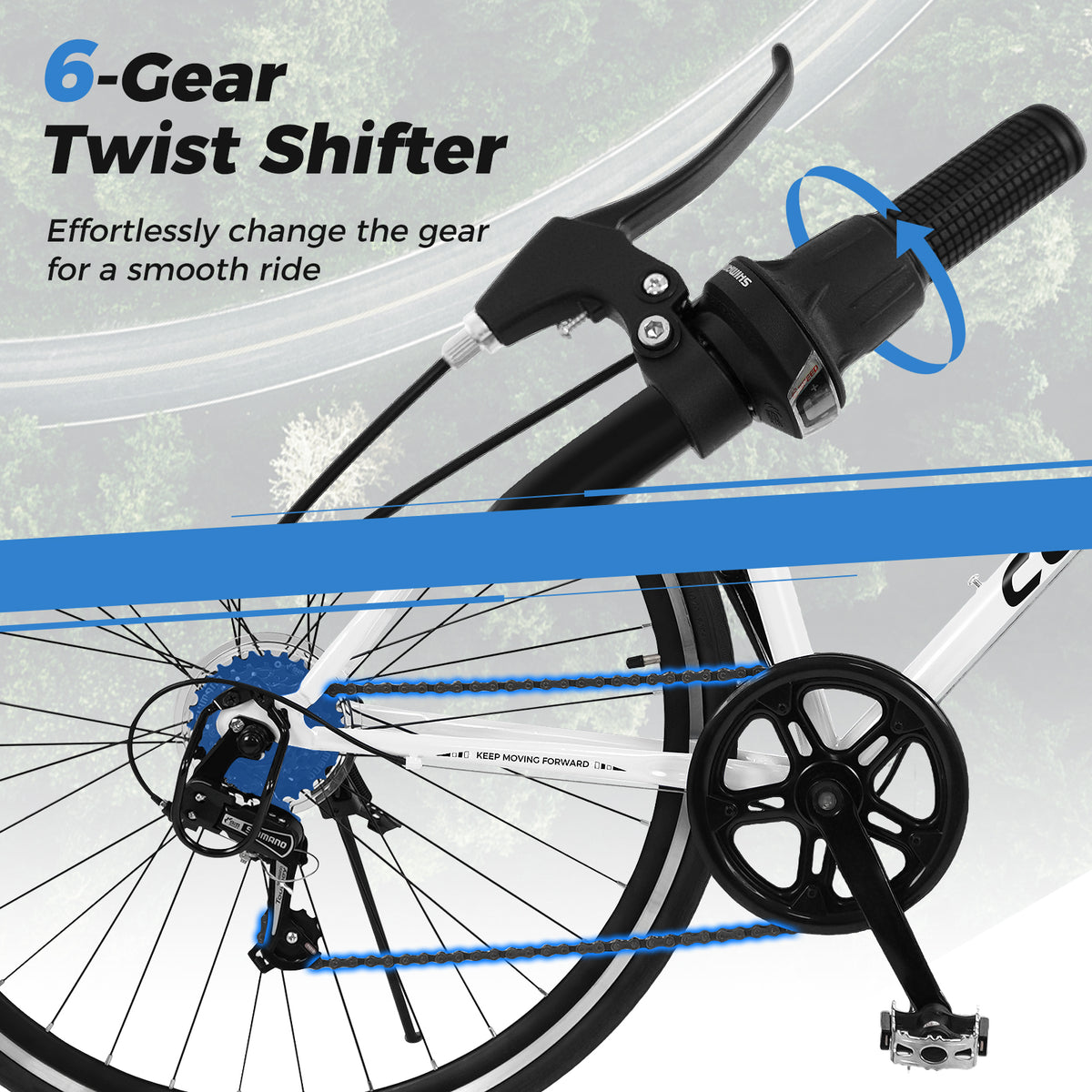 Mountain Bike Adjustable with 6-Speed and All-terrain Rubber Wheels