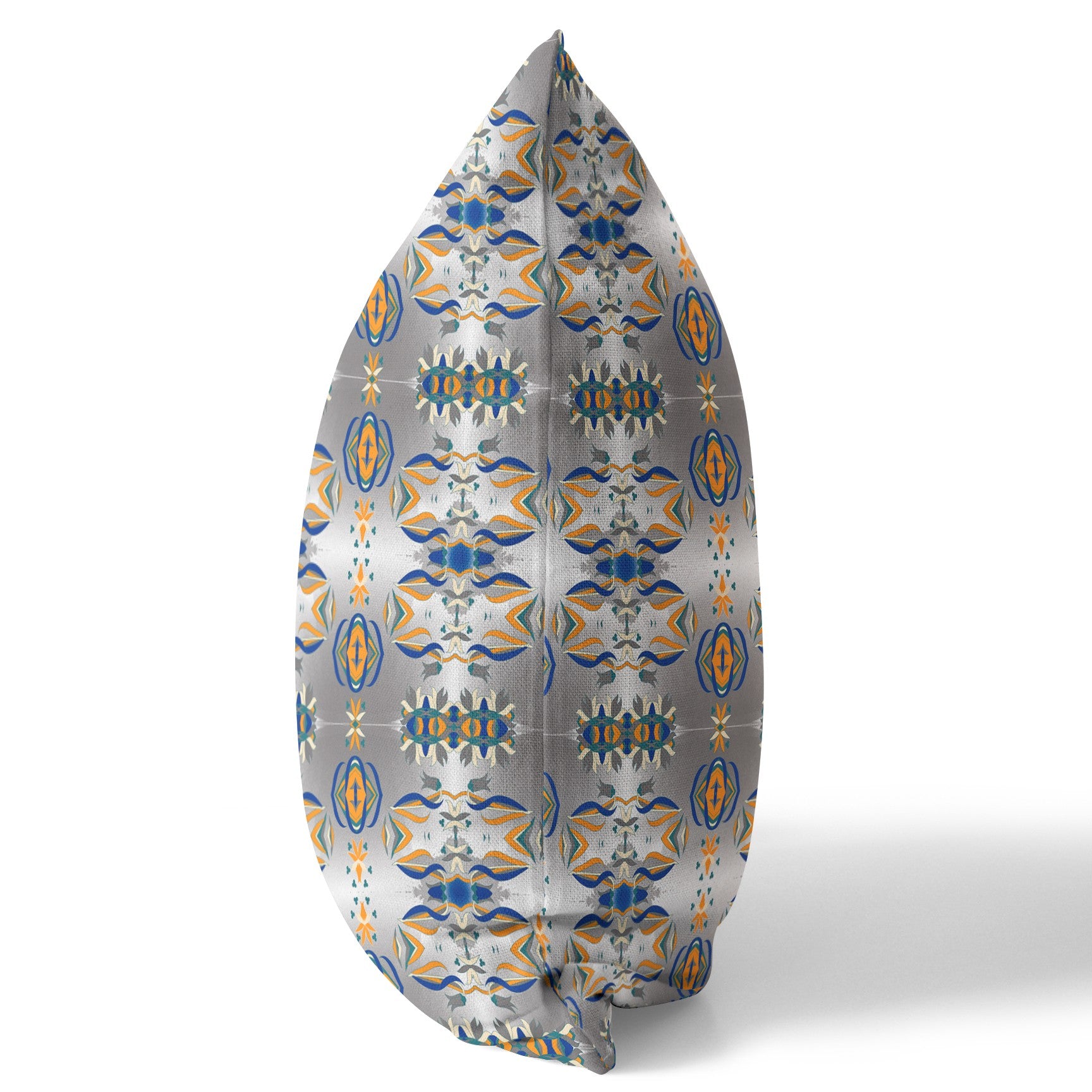 26"x26" Gray Blue Orange Zippered Broadcloth Eclectic Throw Pillow-Outdoor Pillows-DECOROLALA