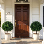 27" Artificial Boxwood Topiary Trees Set of 2 with Ground Spikes for Porch Patio-Artificial Plants-DECOROLALA