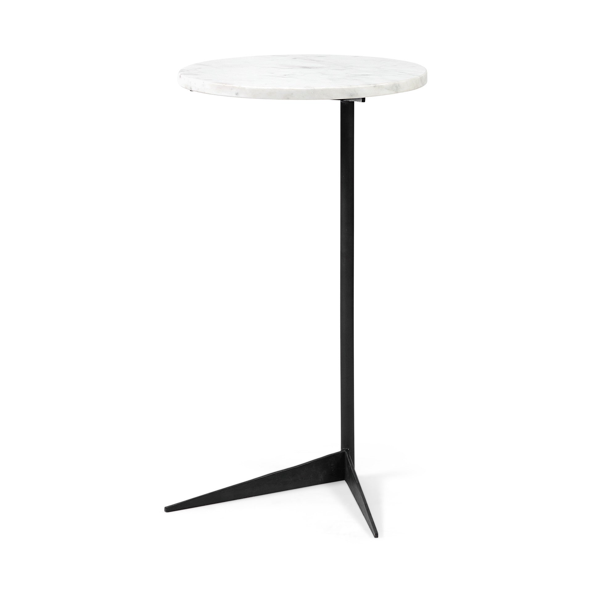27" Black And White Marble Round End Table-End-Side Tables-DECOROLALA