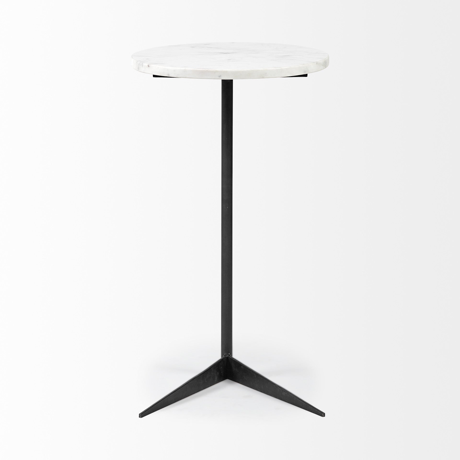 27" Black And White Marble Round End Table-End-Side Tables-DECOROLALA