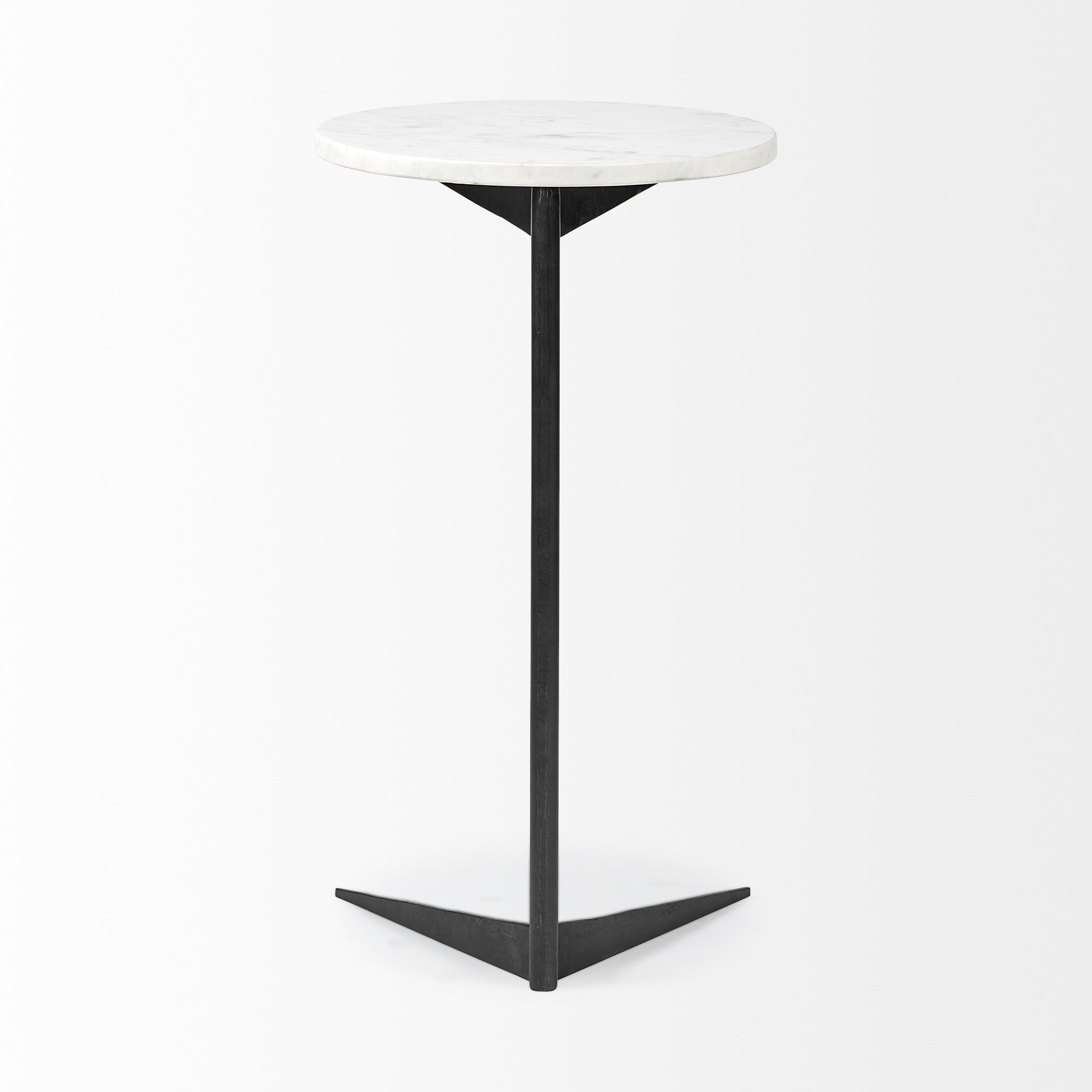 27" Black And White Marble Round End Table-End-Side Tables-DECOROLALA