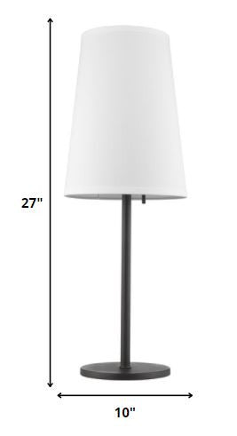 27" Black Metal Table Lamp With White Cone Shade-Table Lamps-DECOROLALA
