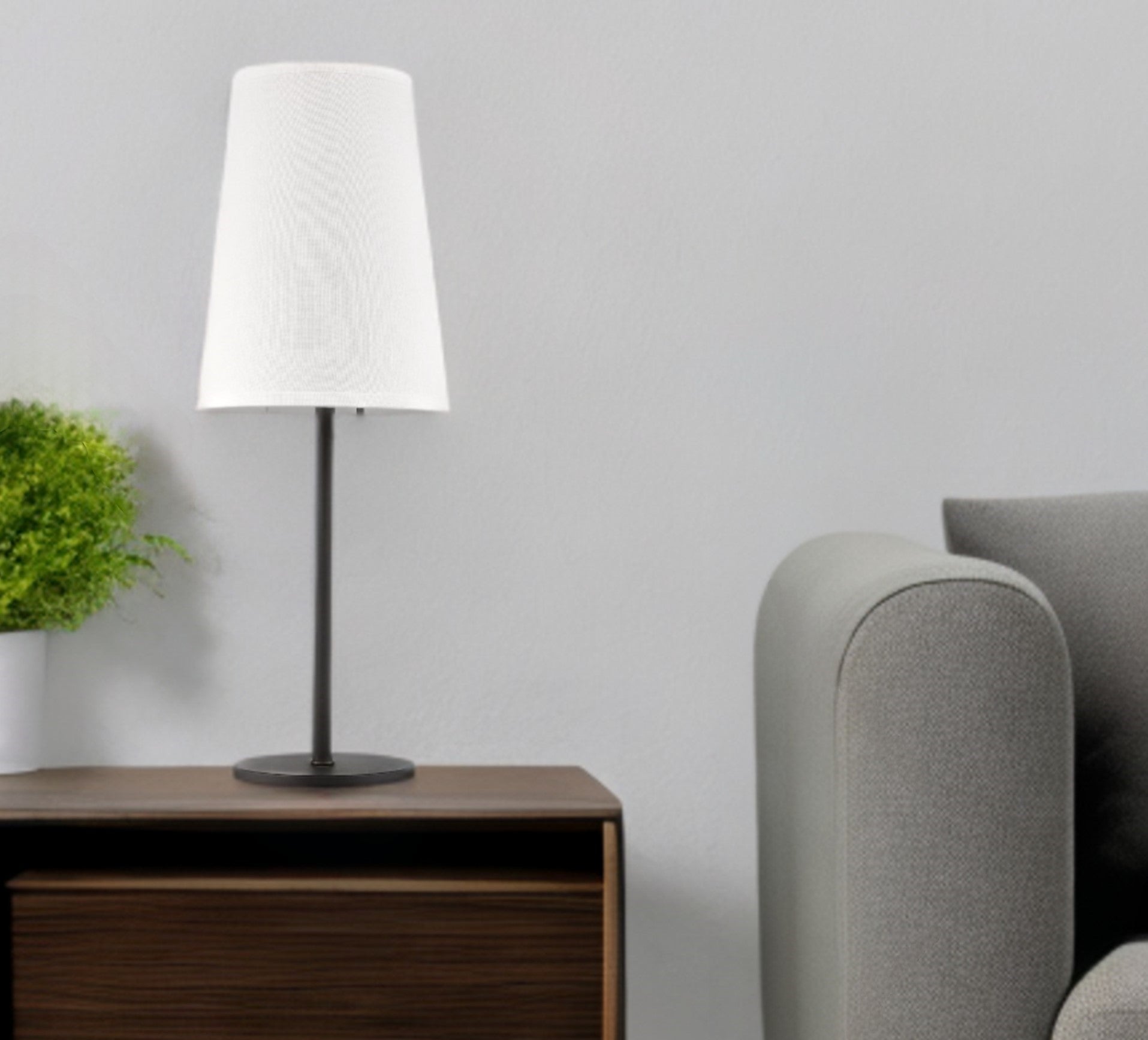 27" Black Metal Table Lamp With White Cone Shade-Table Lamps-DECOROLALA